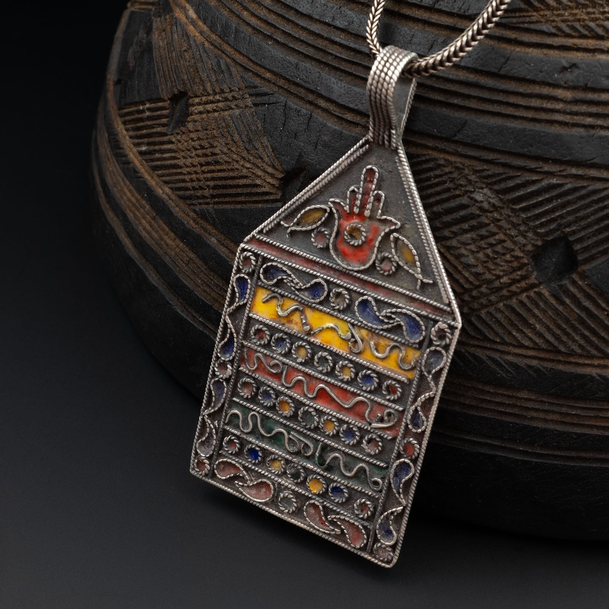 Vintage Silver Tunisian Louha Pendant & Chain