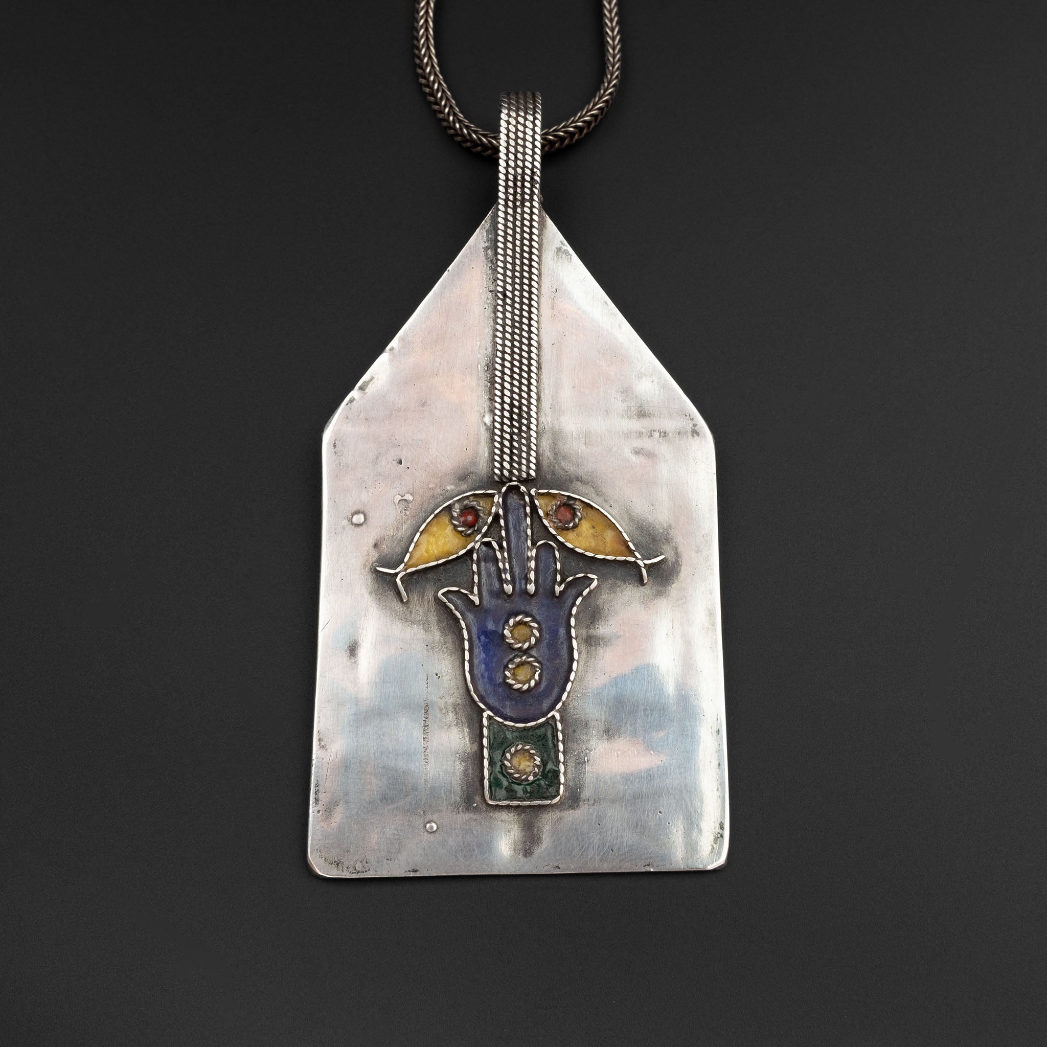 Vintage Silver Tunisian Louha Pendant & Chain