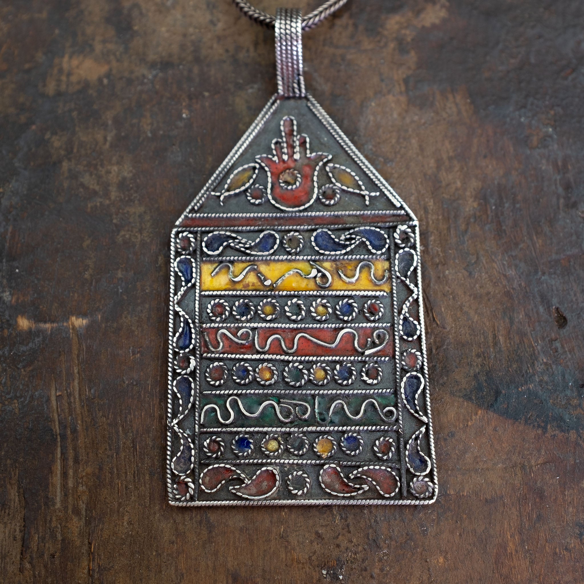 Vintage Silver Tunisian Louha Pendant & Chain