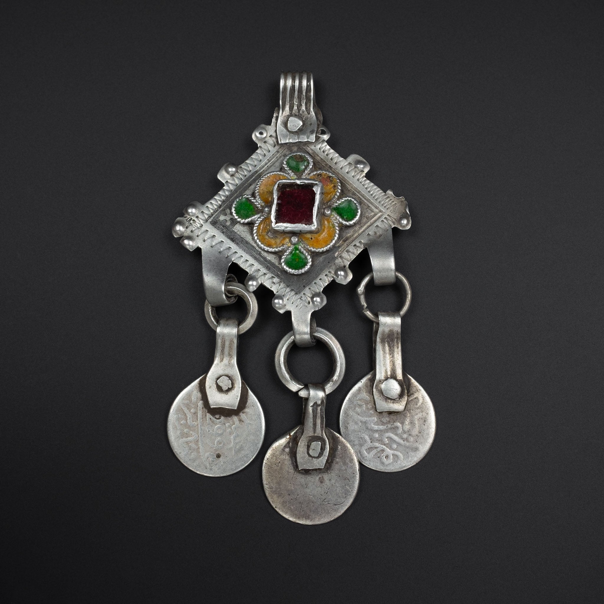Old Moroccan Silver & Enamel Pendant