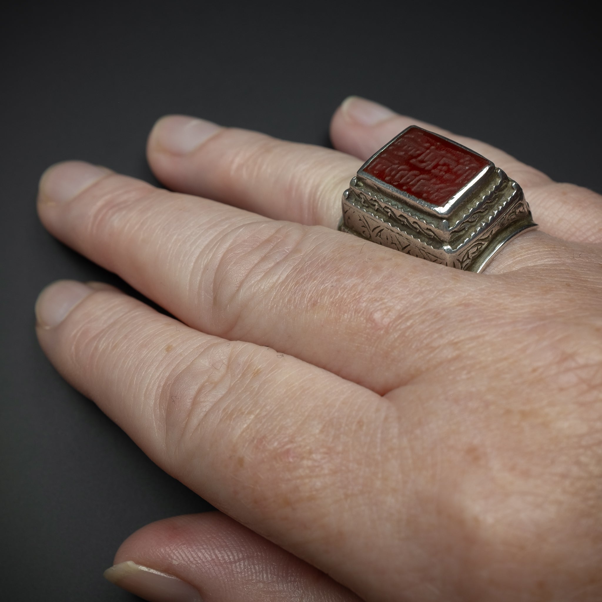 RARE Old Persian/Iranian Silver & Carnelian Seal Ring, Iran