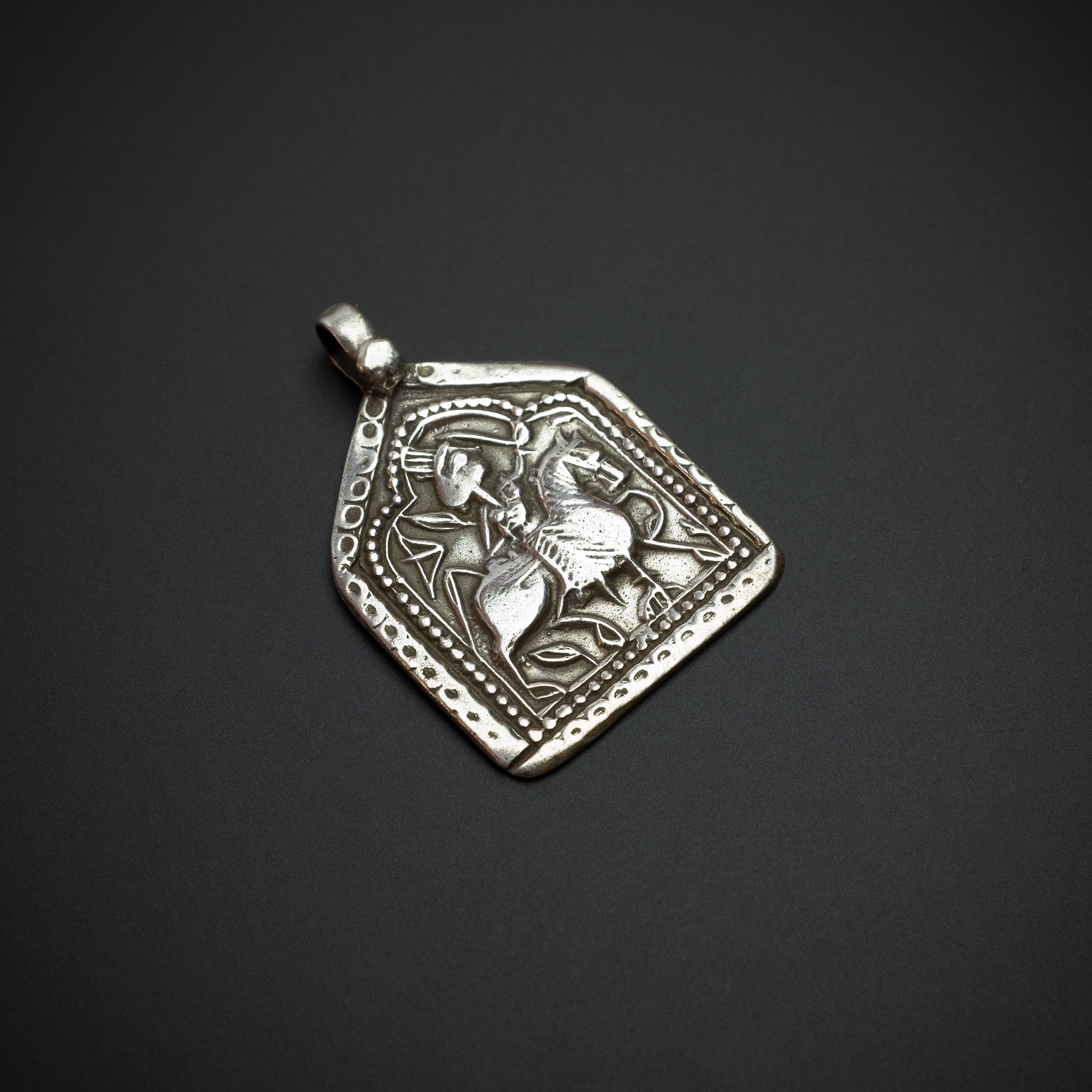 Old Hindu Silver Plaque 'Patri' Amulet Pendant, Rajasthan, India