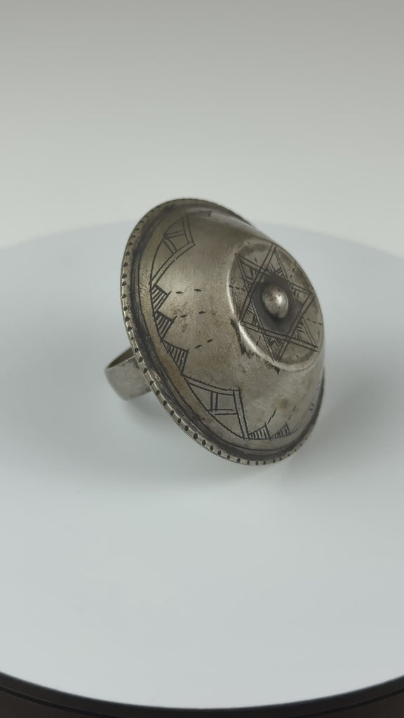 Vintage Silver Tuareg ‘Tellit’ Moon Ring , North Africa