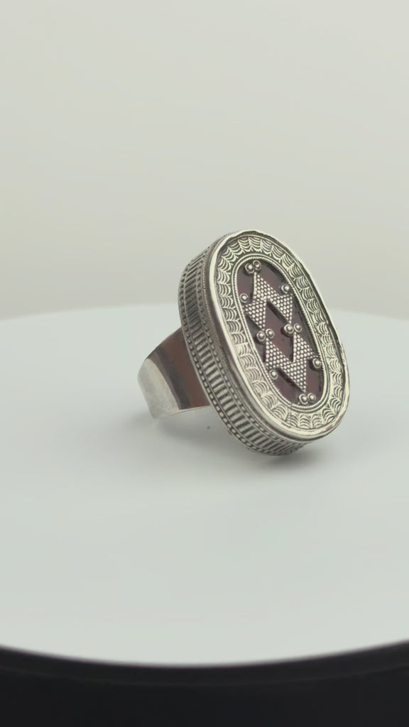 Vintage Kazakh Silver Oval Ring