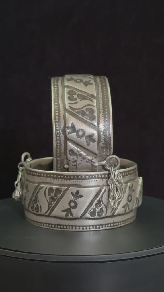Rare Old Silver Berber Bracelets (Pair), Chtouka Ait Baha, Morocco