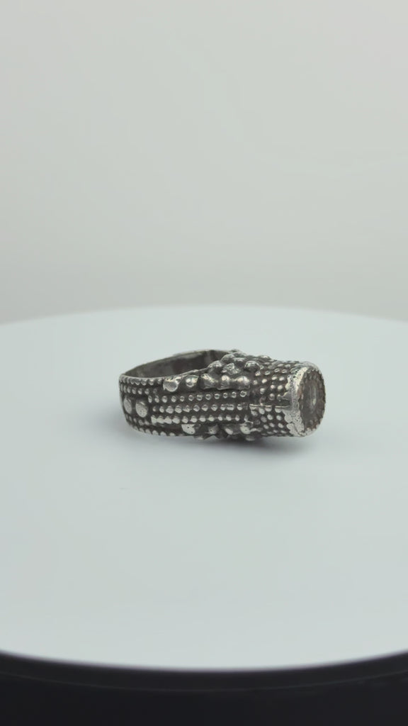 Old Yemeni Silver Tower Ring