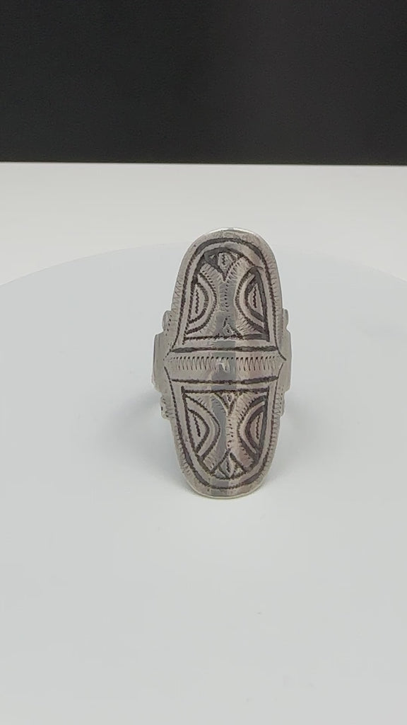 Vintage Silver Berber Shield Ring, Ida ou Nadif, Morocco