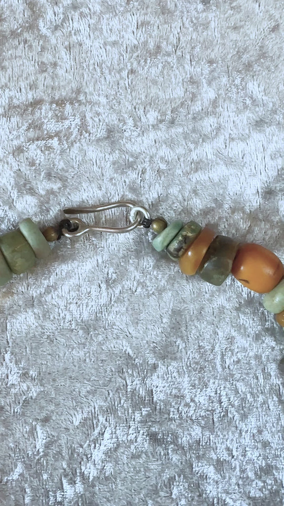 Old Baltic Amber and Amazonite Necklace