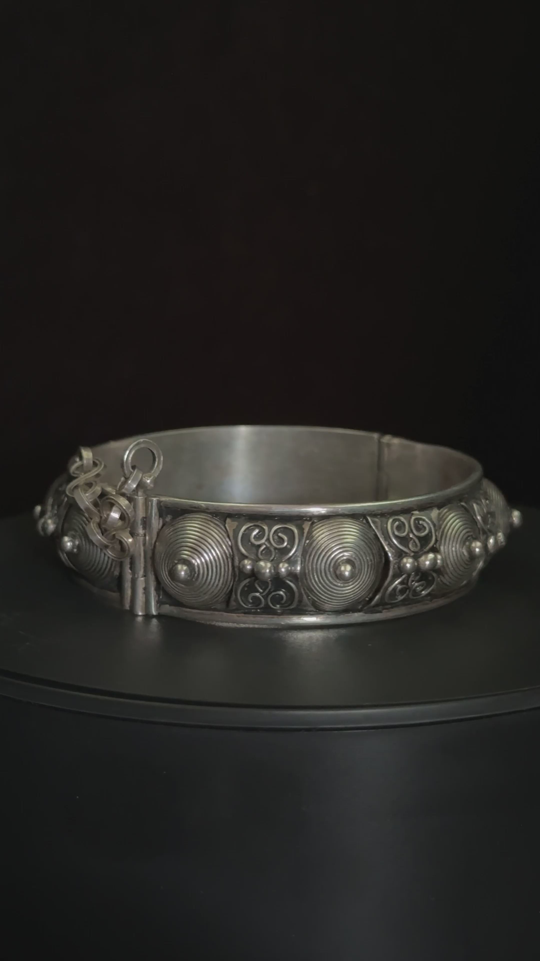 Ornate Silver Berber Bracelet, Tiznit, Morocco