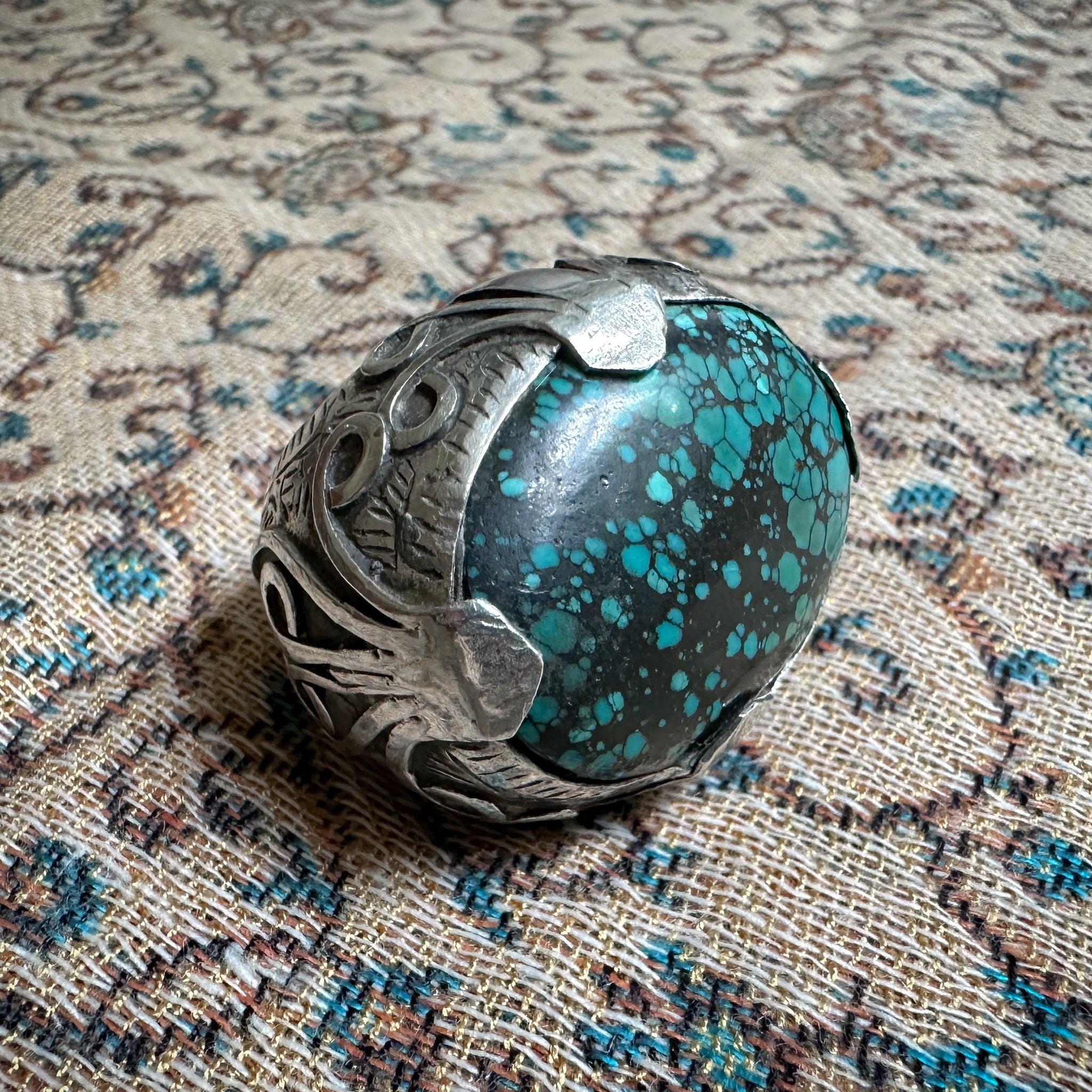 Huge Vintage Silver and Turquoise Ring, Afghanistan