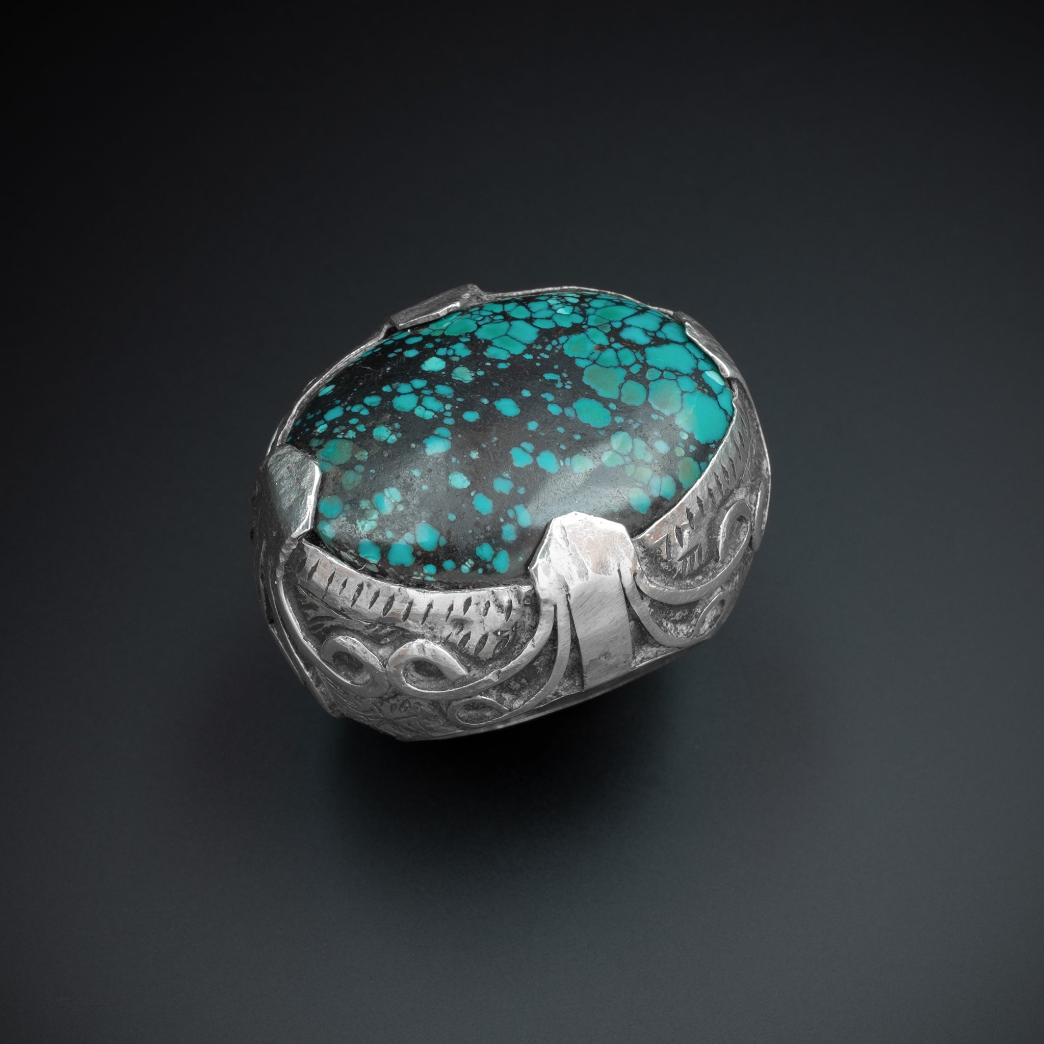 Huge Vintage Silver and Turquoise Ring, Afghanistan