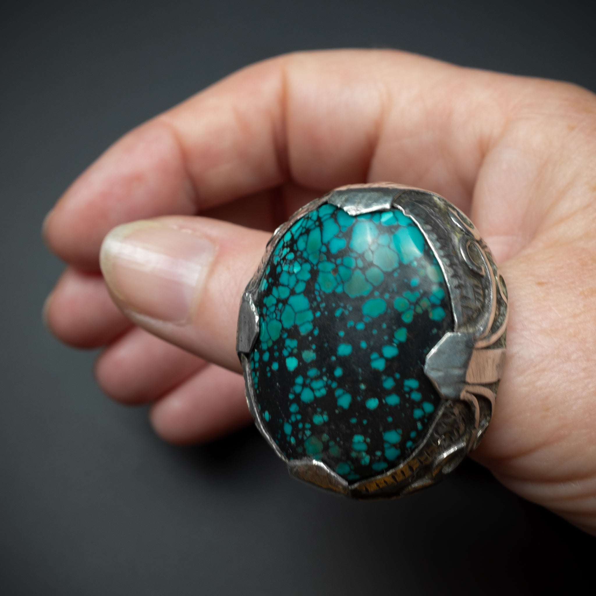 Huge Vintage Silver and Turquoise Ring, Afghanistan