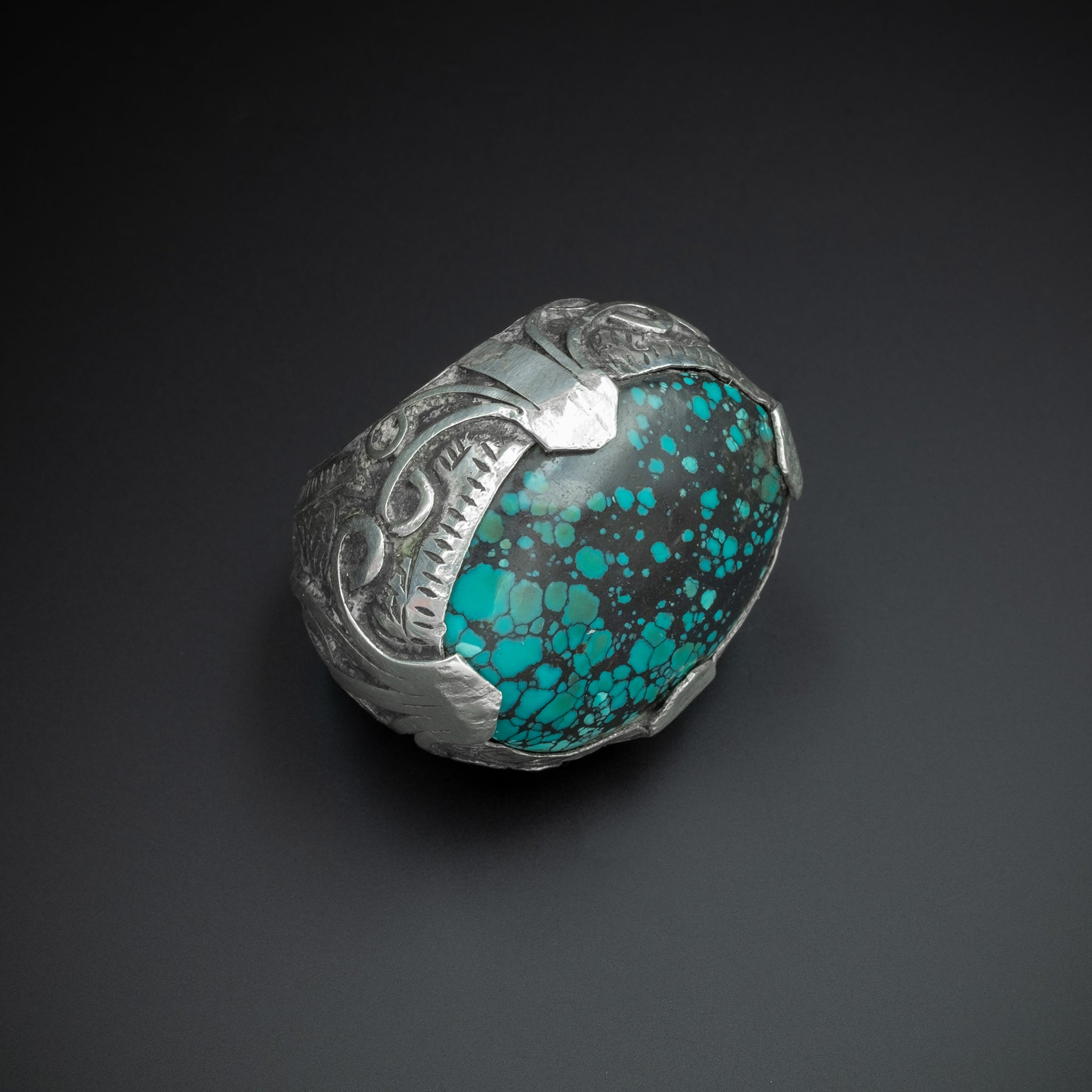 Huge Vintage Silver and Turquoise Ring, Afghanistan