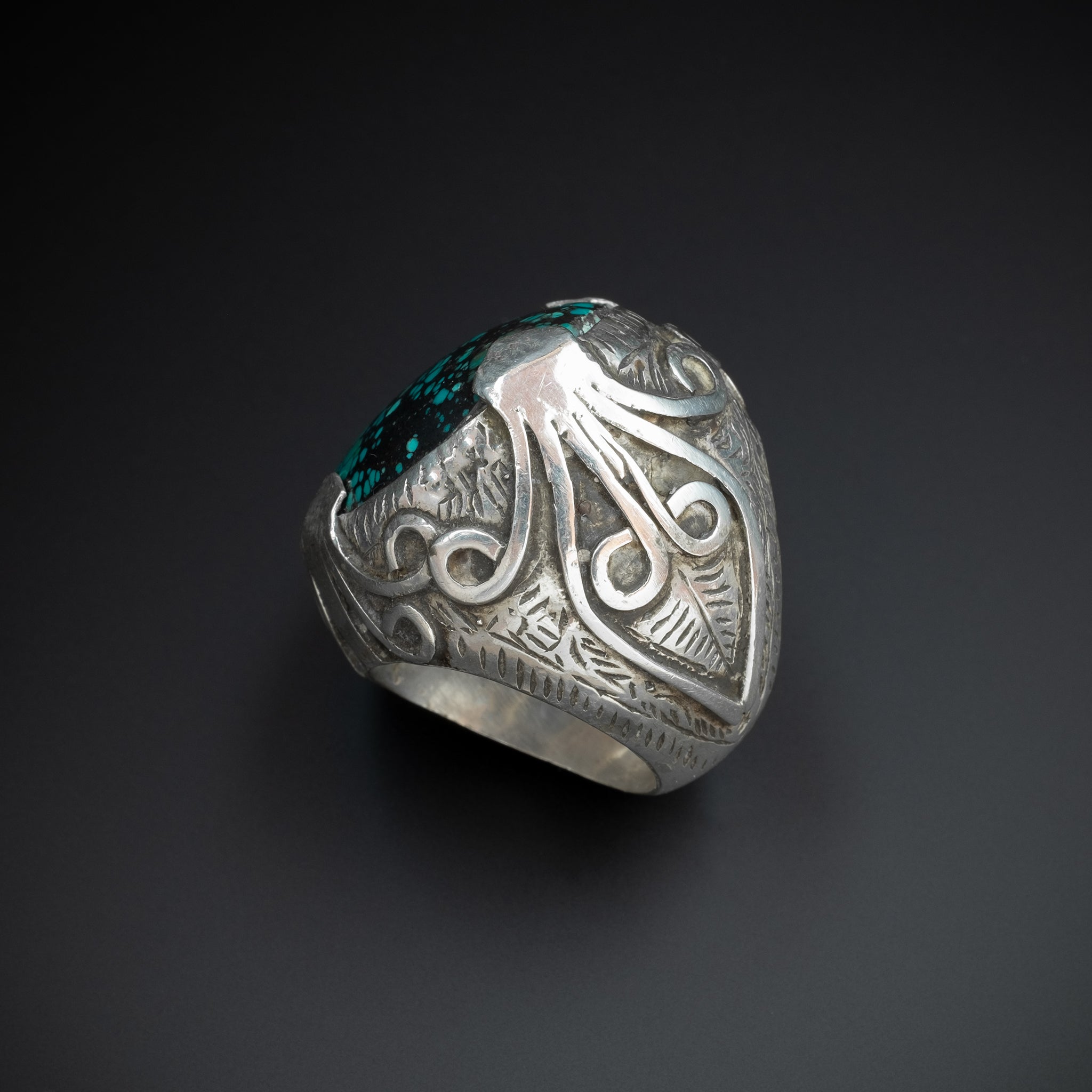 Huge Vintage Silver and Turquoise Ring, Afghanistan