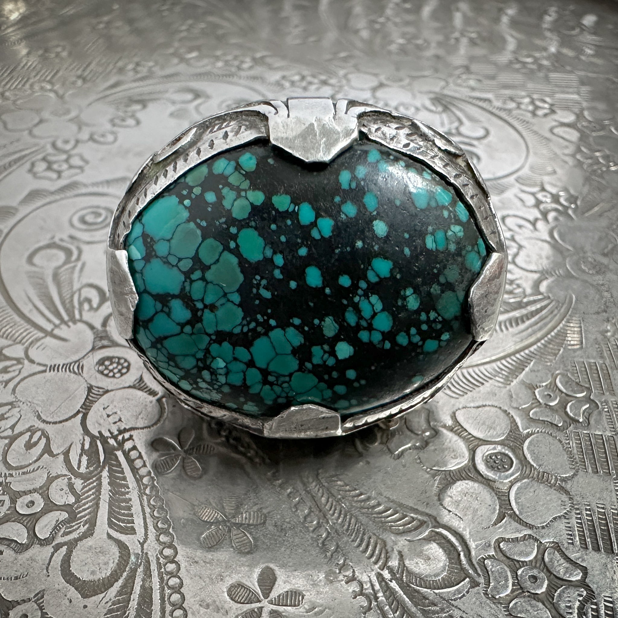 Huge Vintage Silver and Turquoise Ring, Afghanistan