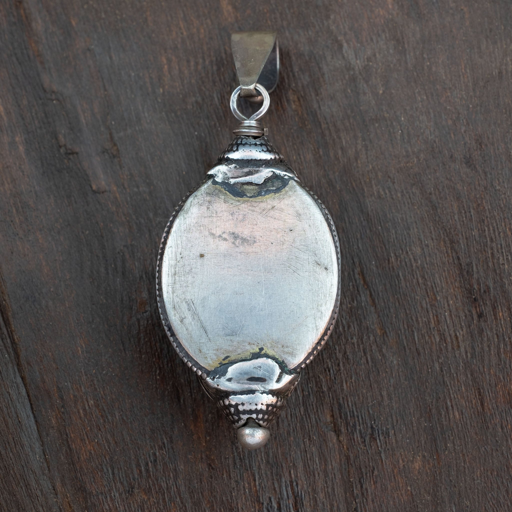 Antique Tibetan Hair Ornament Pendant & Silver Chain