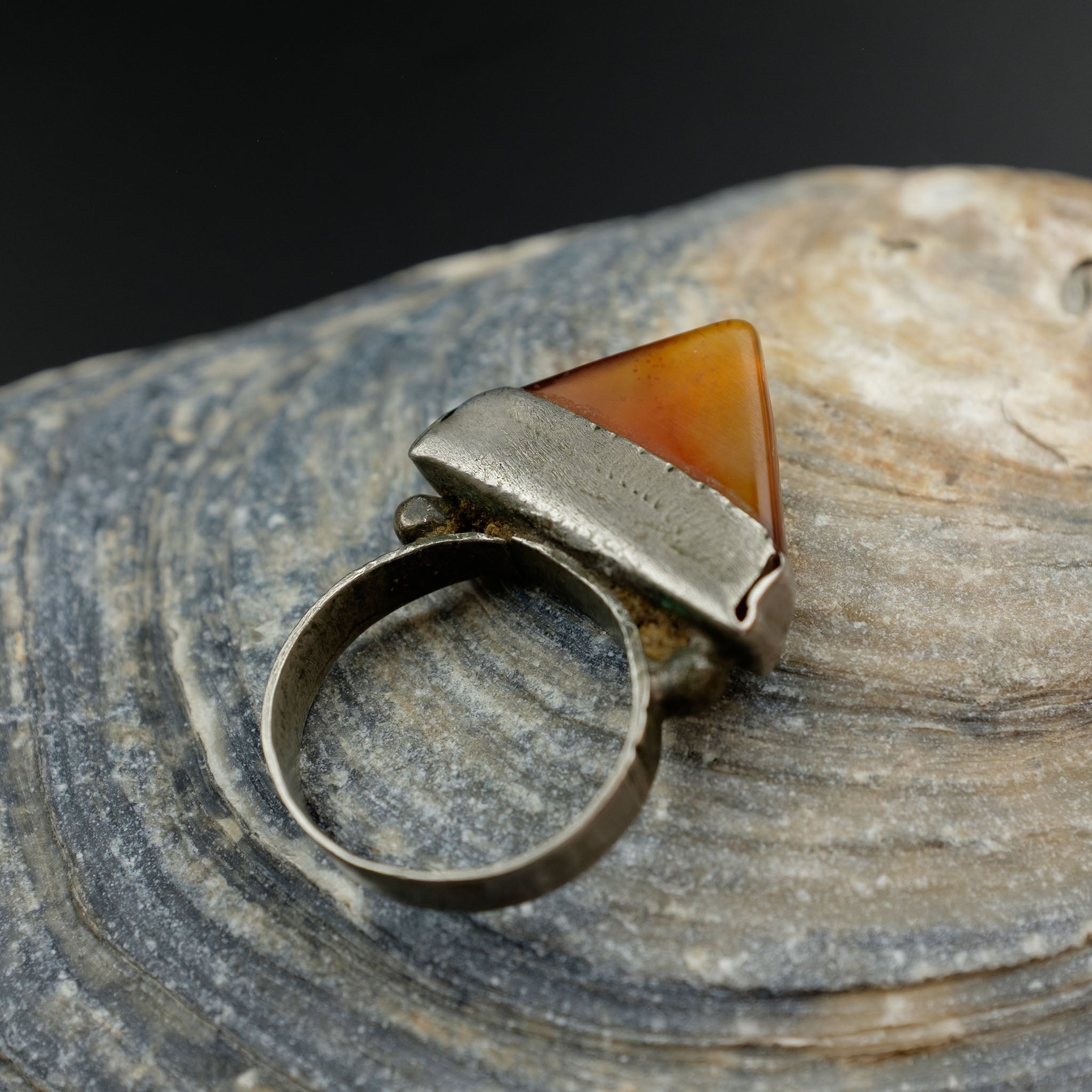 Antique Silver Tuareg Tisek Tanfouk Ring, Mali