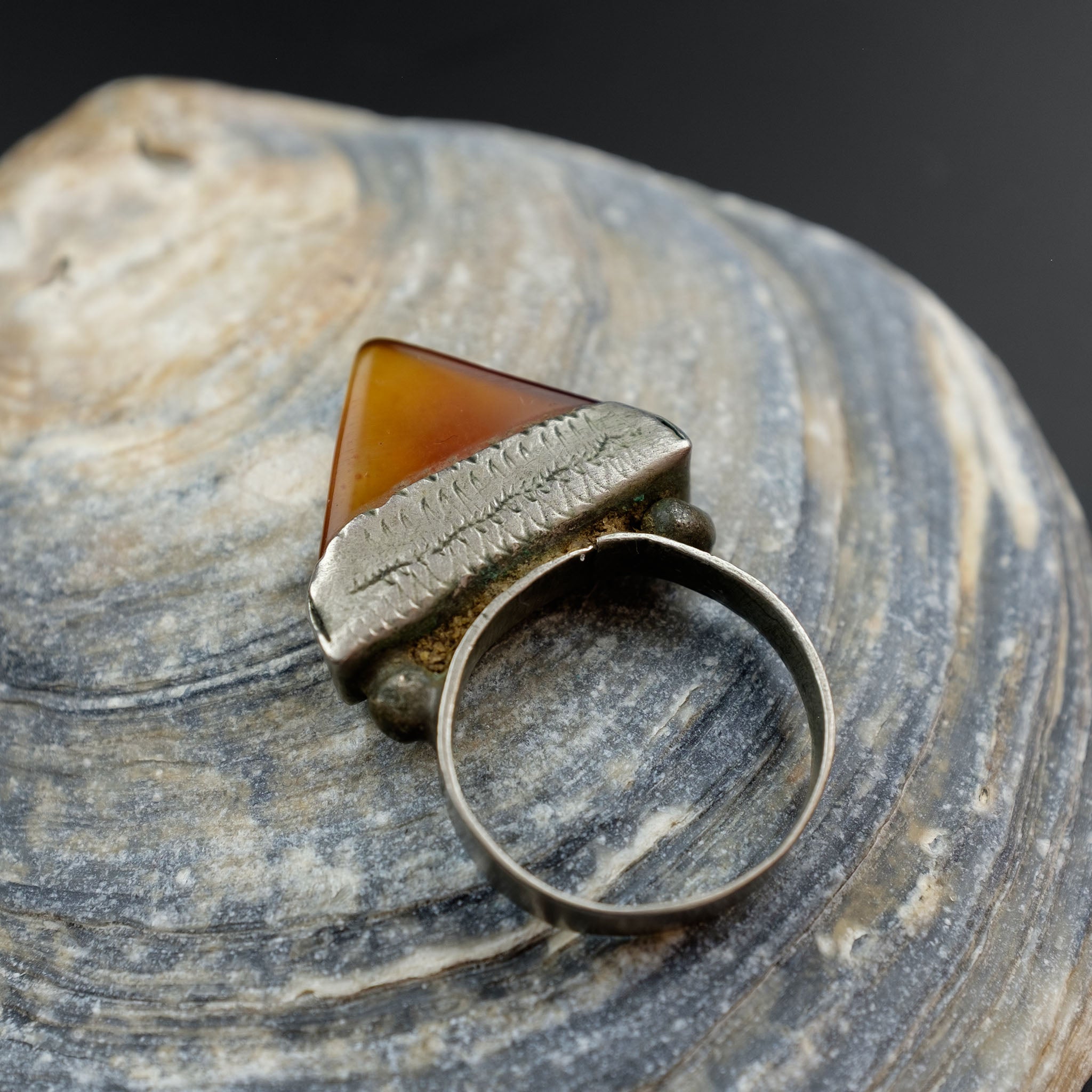 Antique Silver Tuareg Tisek Tanfouk Ring, Mali