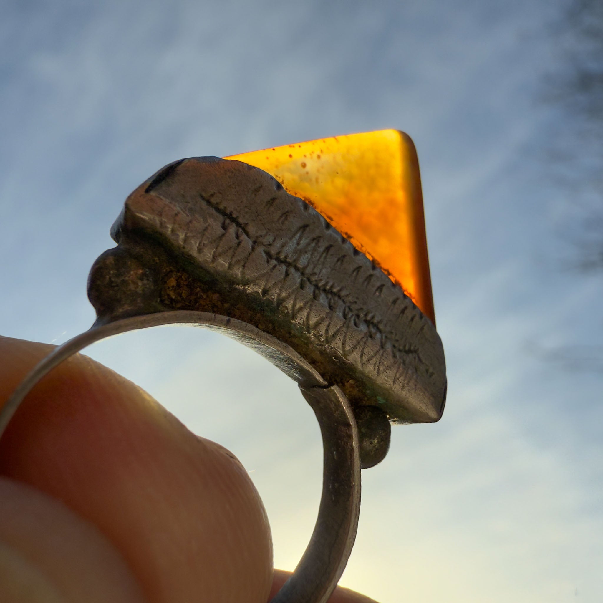 Antique Silver Tuareg Tisek Tanfouk Ring, Mali