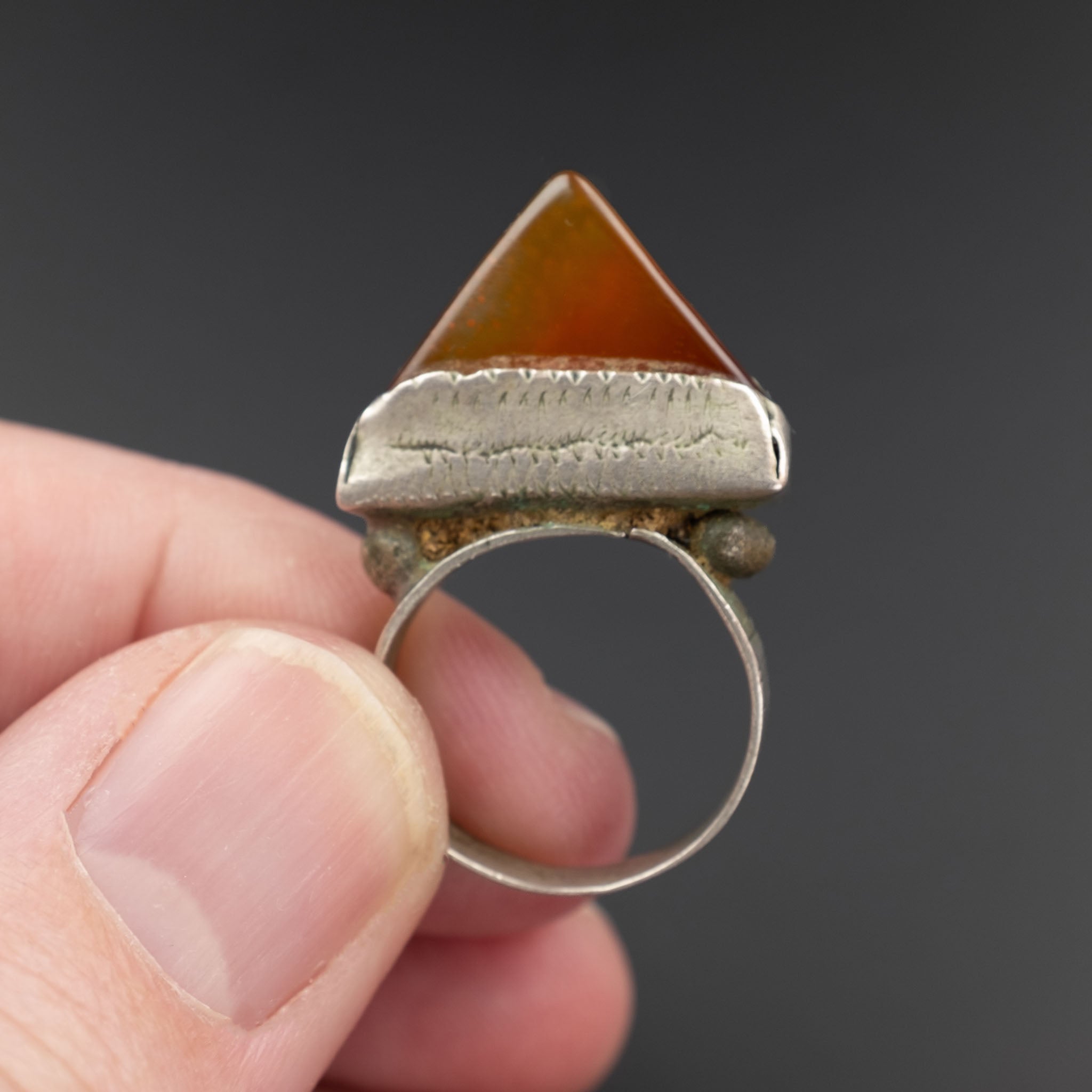 Antique Silver Tuareg Tisek Tanfouk Ring, Mali