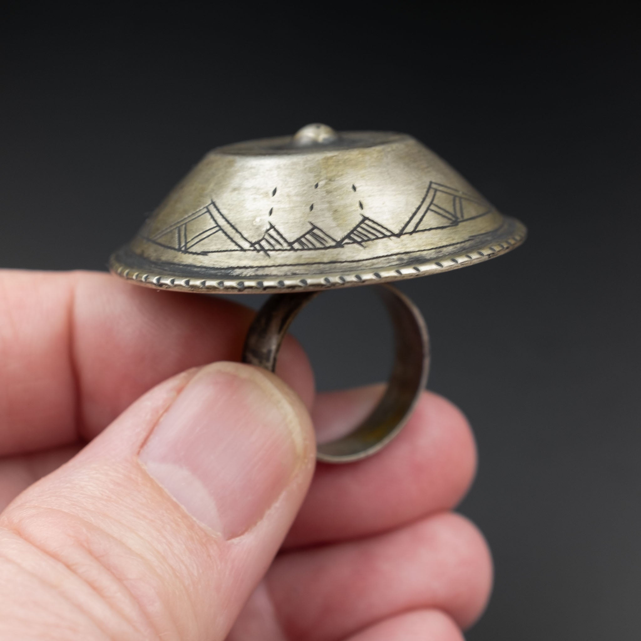 Vintage Silver Tuareg ‘Tellit’ Moon Ring , North Africa