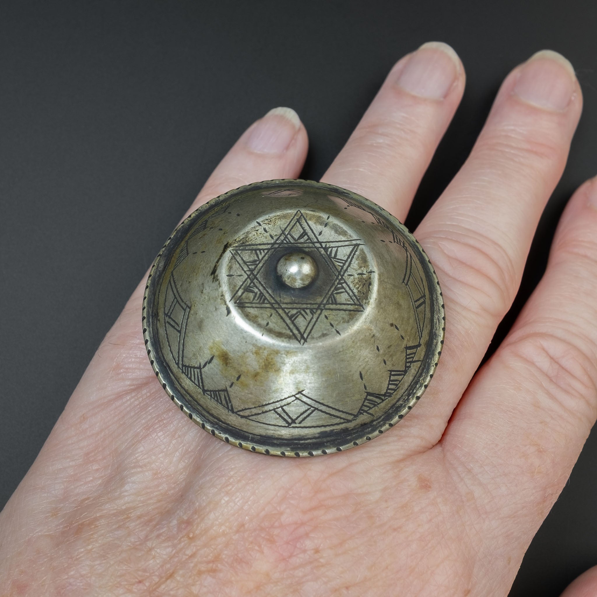 Vintage Silver Tuareg ‘Tellit’ Moon Ring , North Africa
