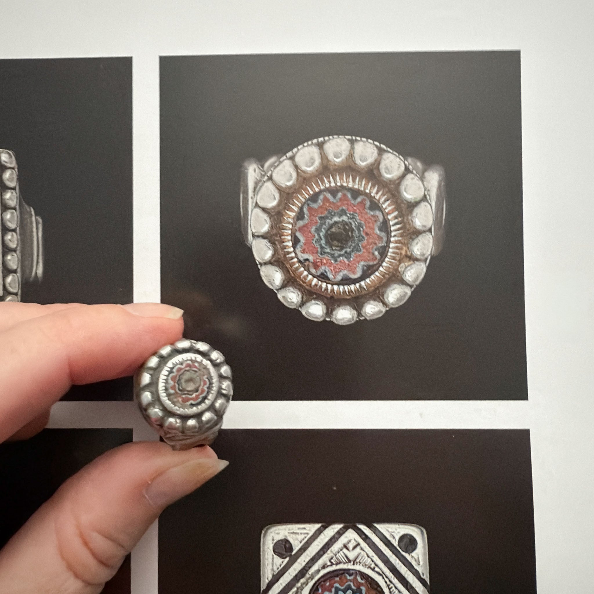 Old 1950s Silver, Brass & Chevron Moroccan Berber Ring