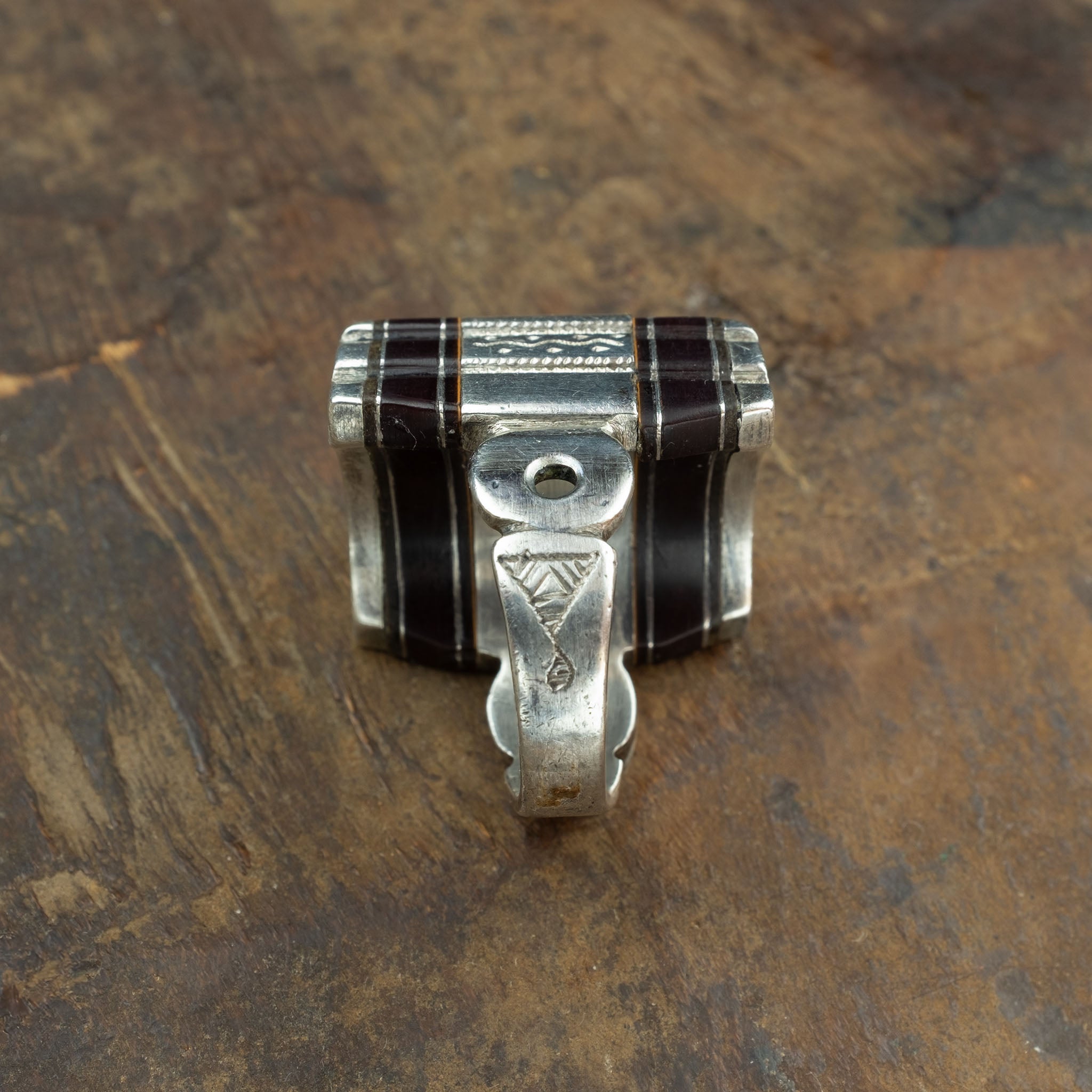 Vintage Tuareg Silver & Ebony Ring, Mauritania