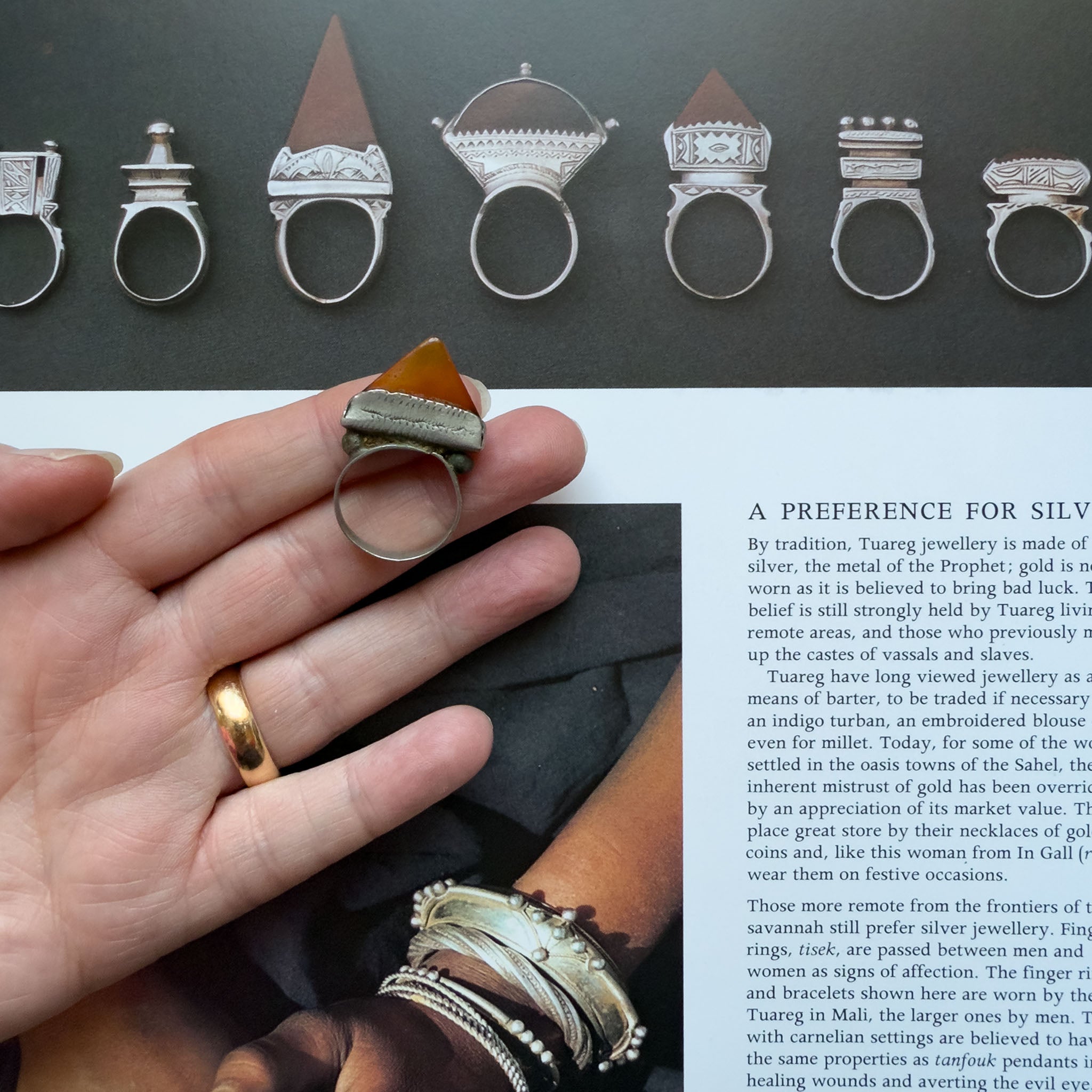 Antique Silver Tuareg Tisek Tanfouk Ring, Mali