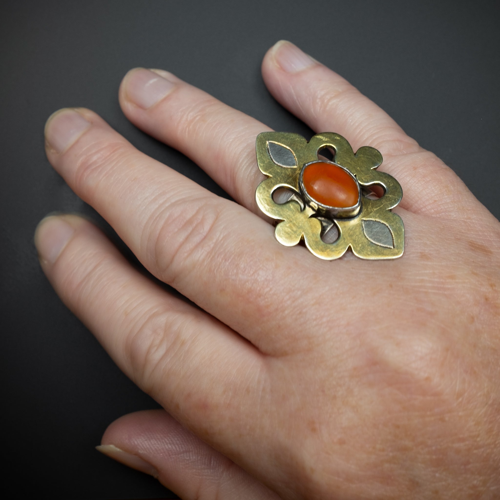 Vintage Silver Gilded Turkmen Ring