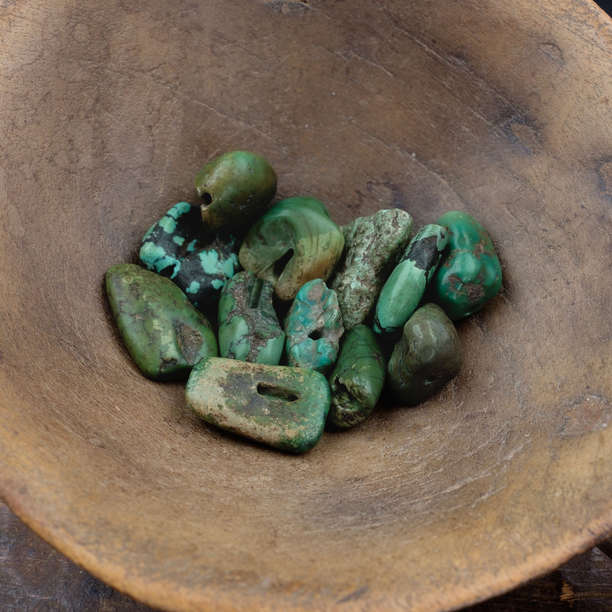 Collection of 12 Antique Tibetan Turquoise Beads - slightly damaged (24.4 g)