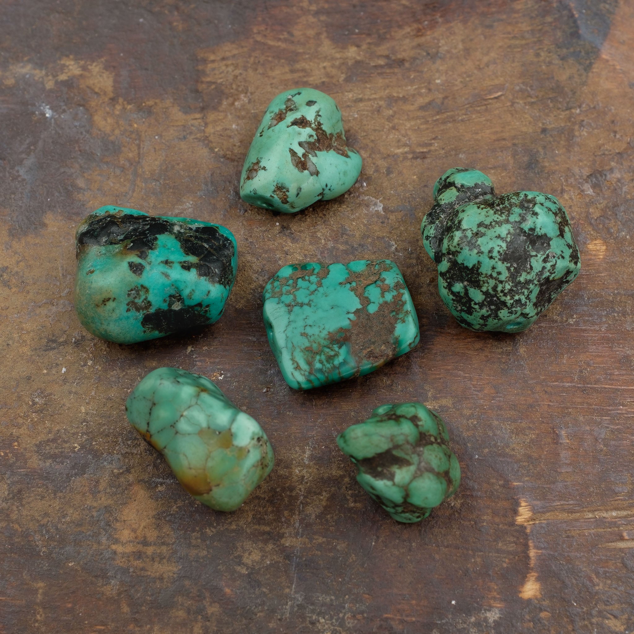 Collection of 6 x Antique Tibetan Turquoise Beads (19.3 g)