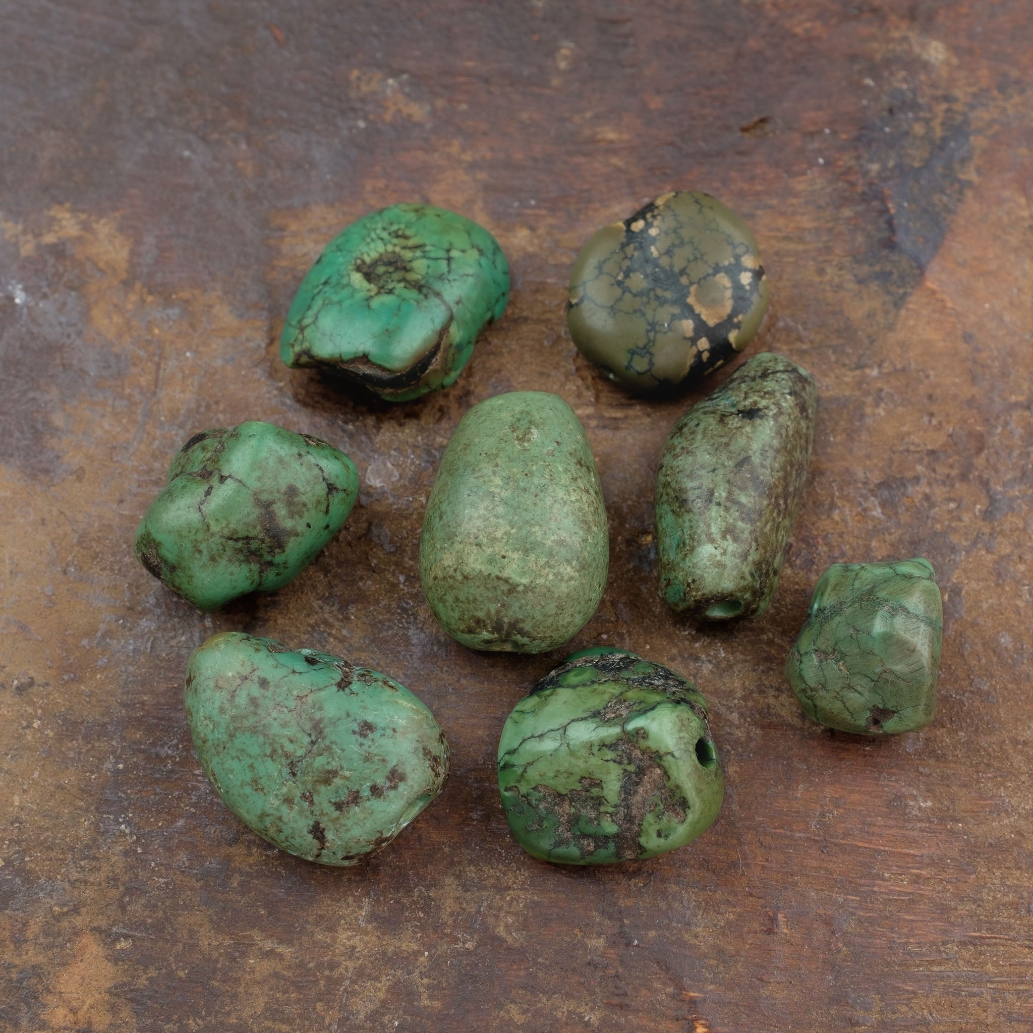 Collection of 8 x Antique Tibetan Turquoise Beads (22.8g)