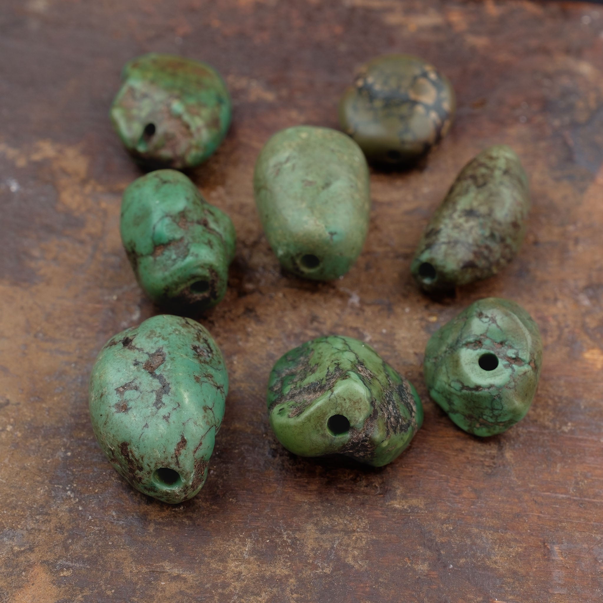 Collection of 8 x Antique Tibetan Turquoise Beads (22.8g)