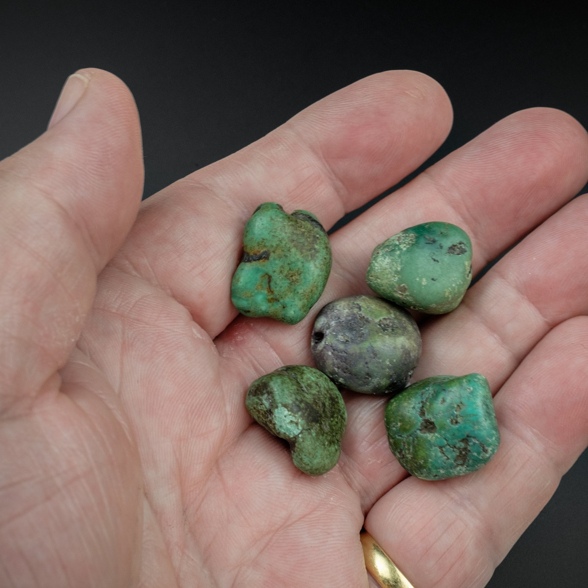 Collection of 5 x Antique Tibetan Turquoise Beads 24 g Vintage Ethnic Jewellery
