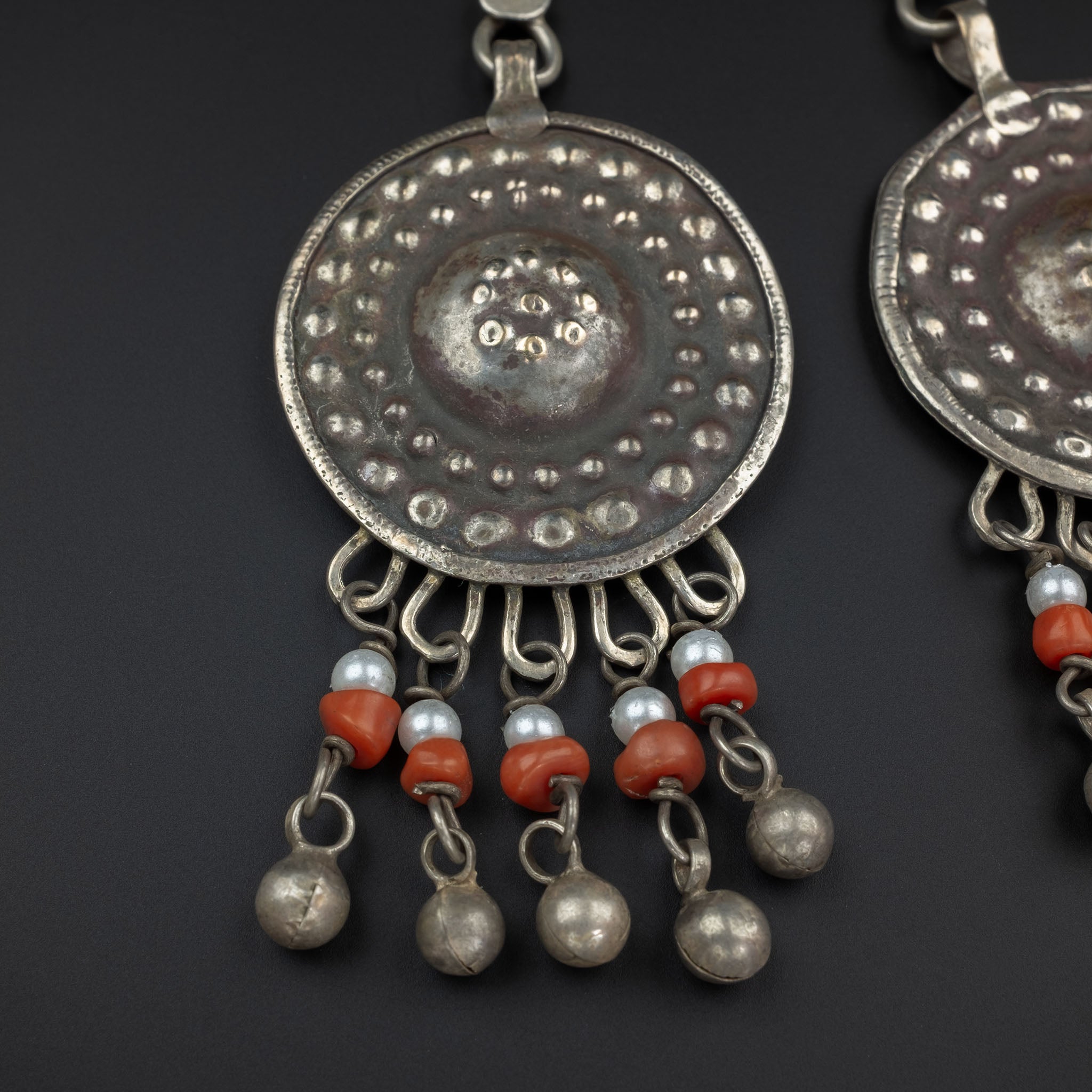 Vintage Silver Uzbek Earrings, Central Asia