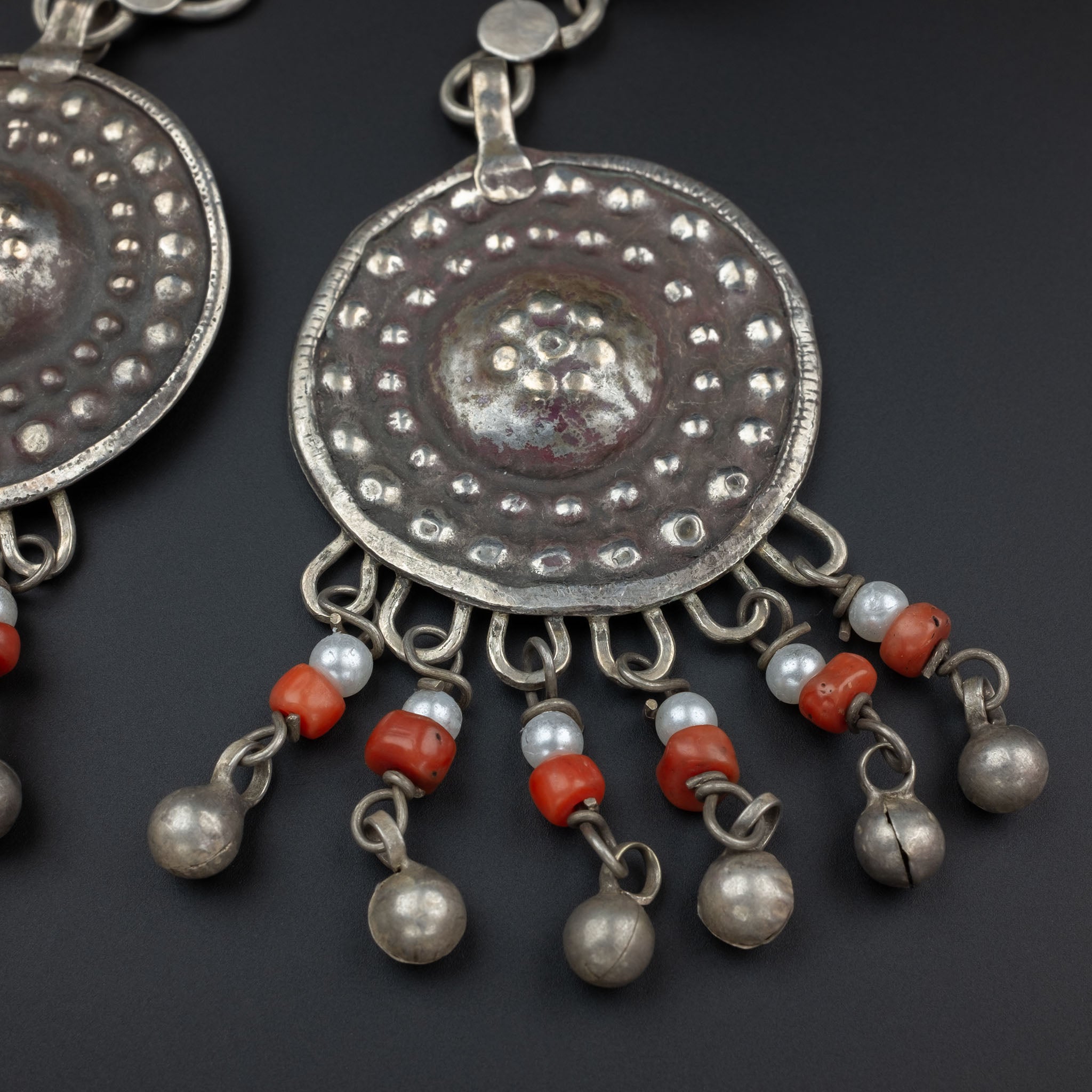 Vintage Silver Uzbek Earrings, Central Asia