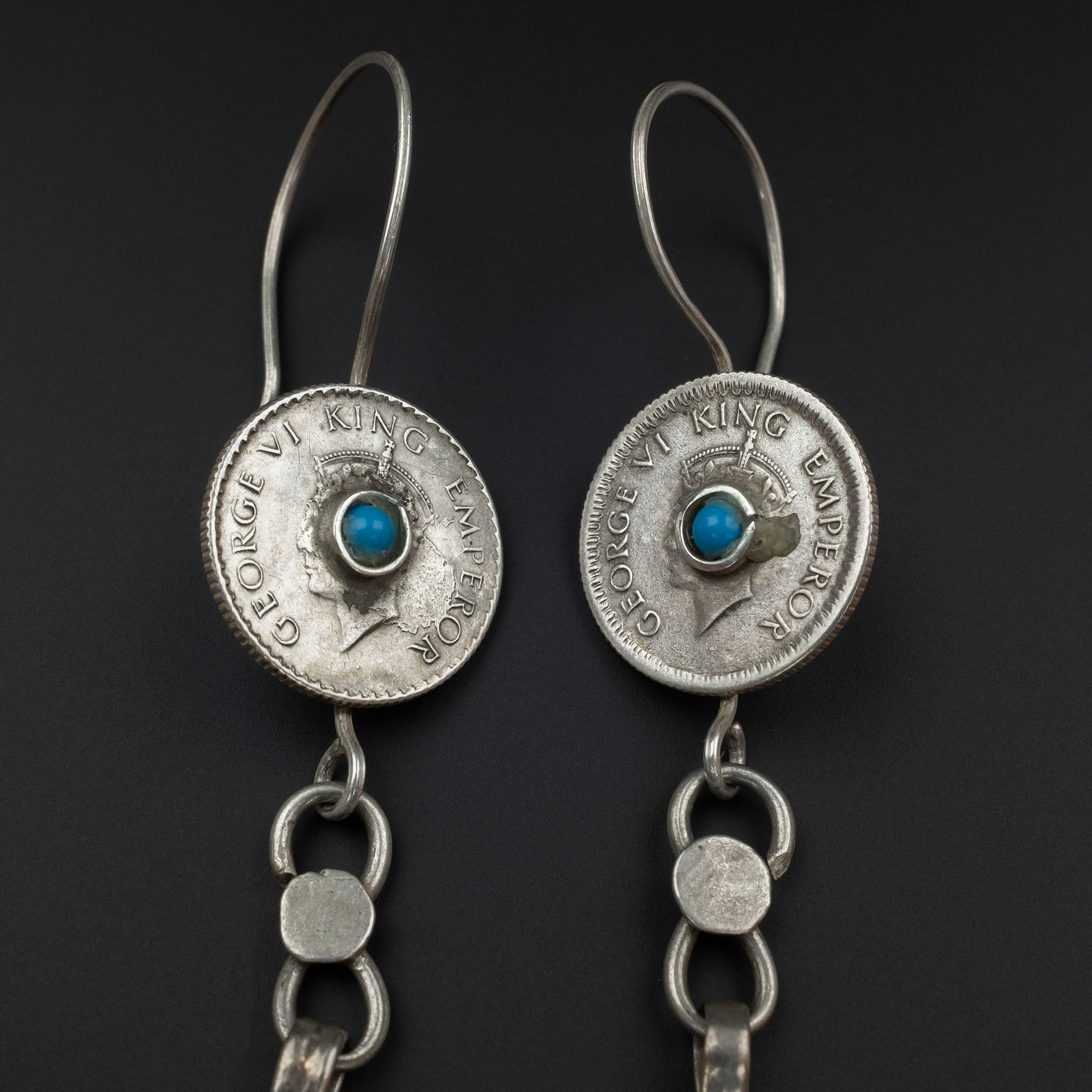 Vintage Silver Uzbek Earrings, Central Asia