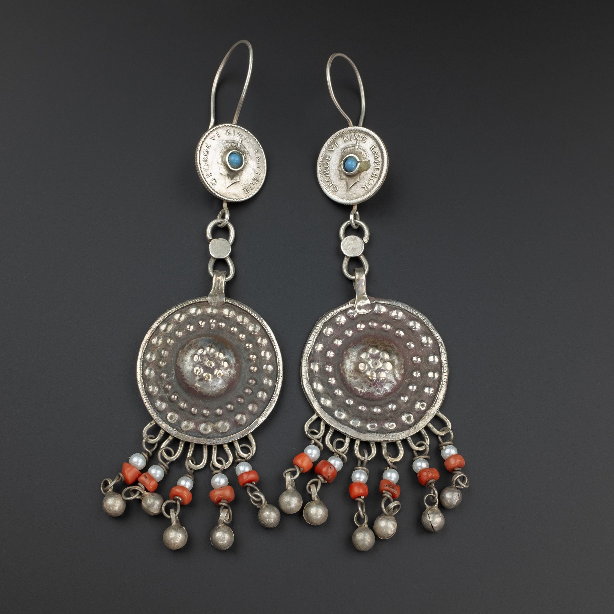 Vintage Silver Uzbek Earrings, Central Asia