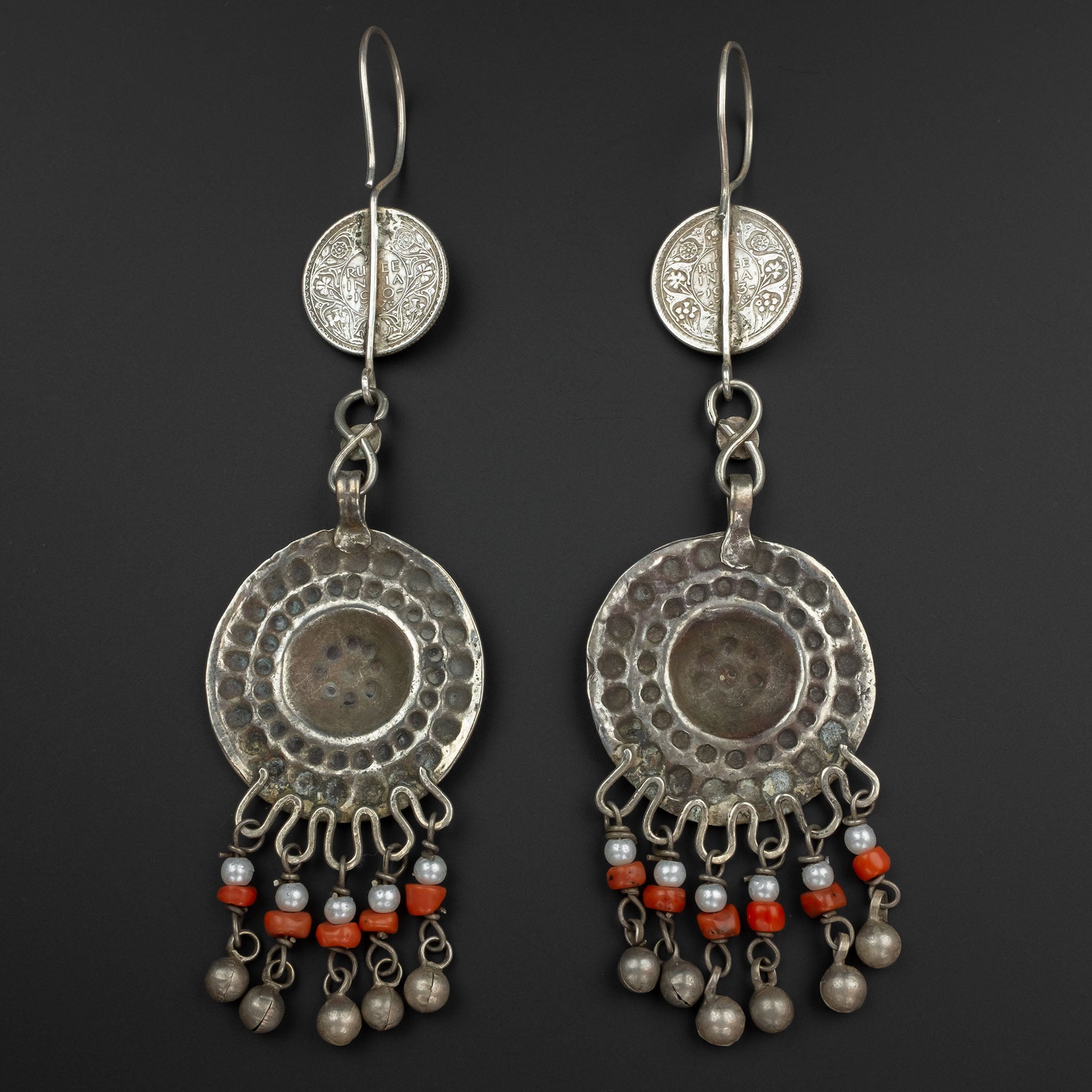 Vintage Silver Uzbek Earrings, Central Asia