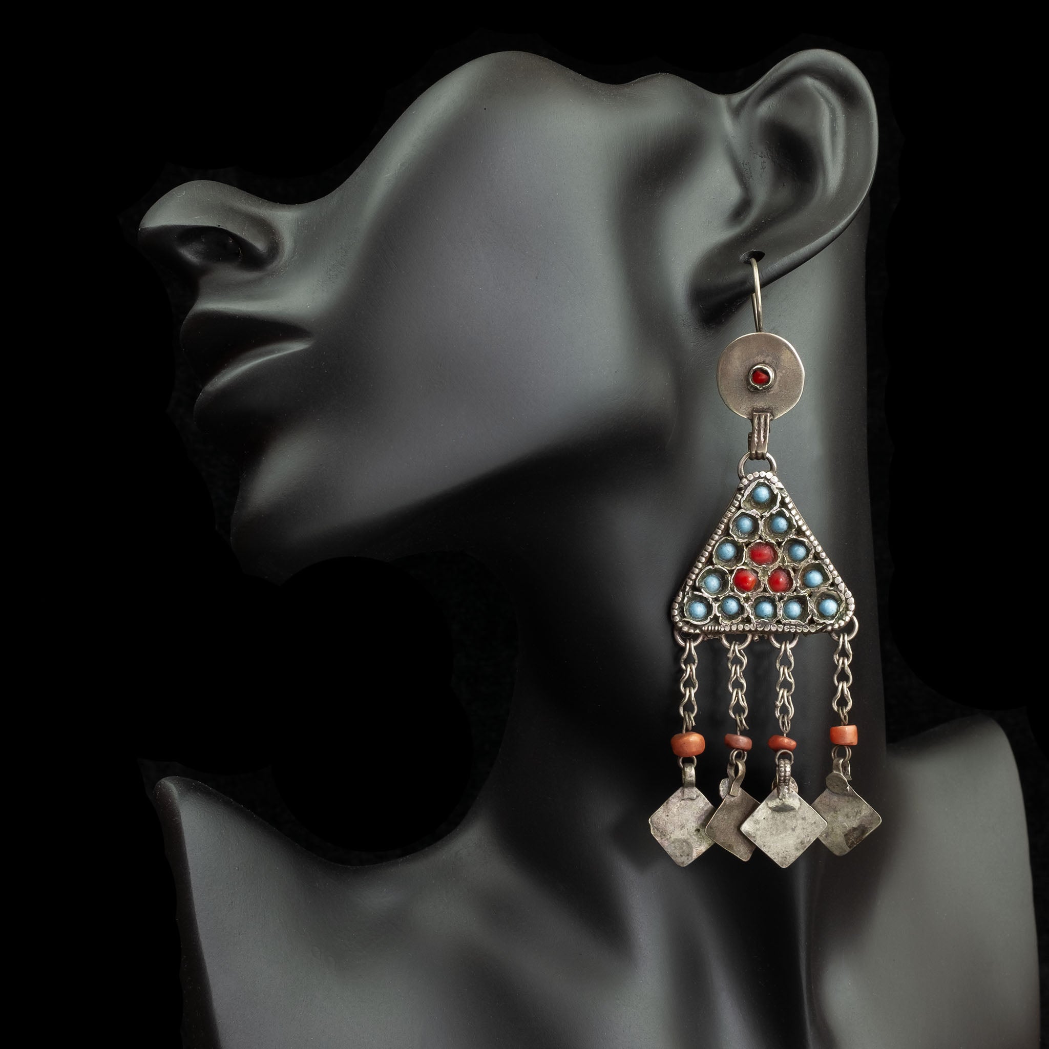 Silver Uzbek Earrings, Central Asia