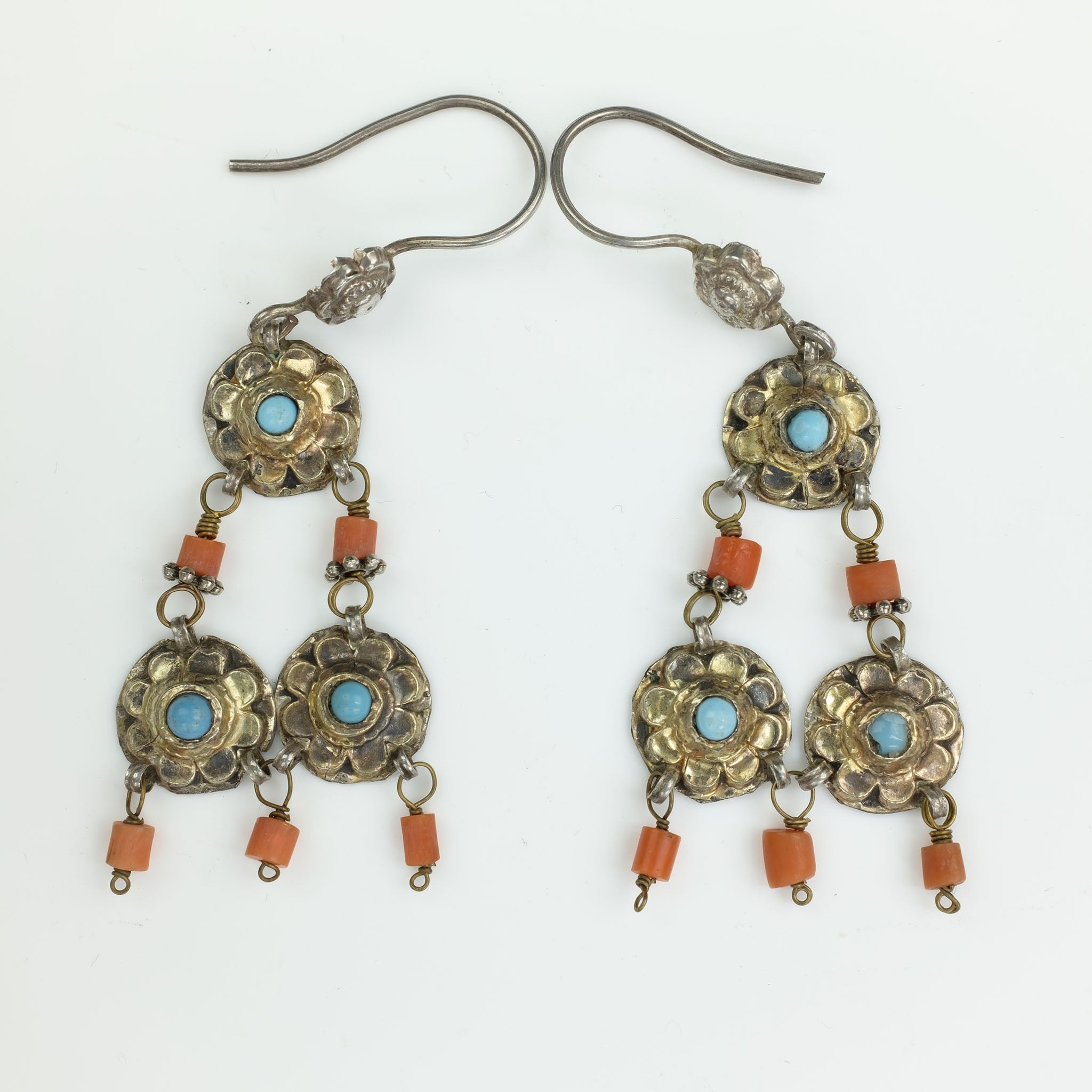 Vintage Uzbek Silver Earrings, Central Asia