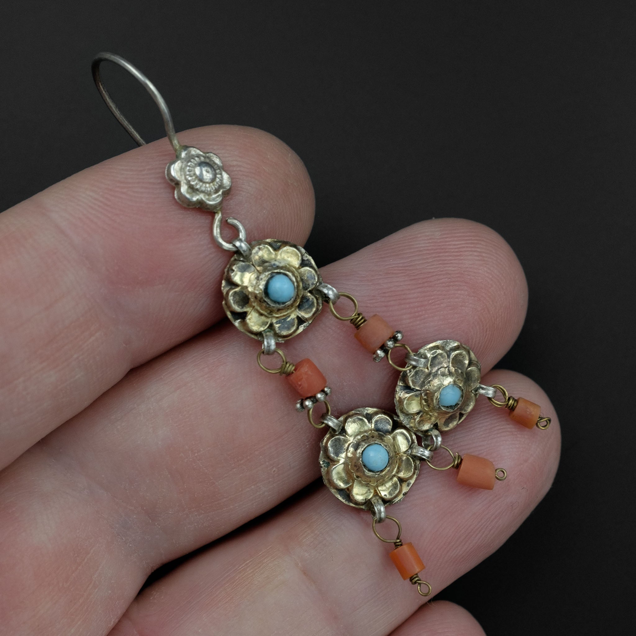 Vintage Uzbek Silver Earrings, Central Asia