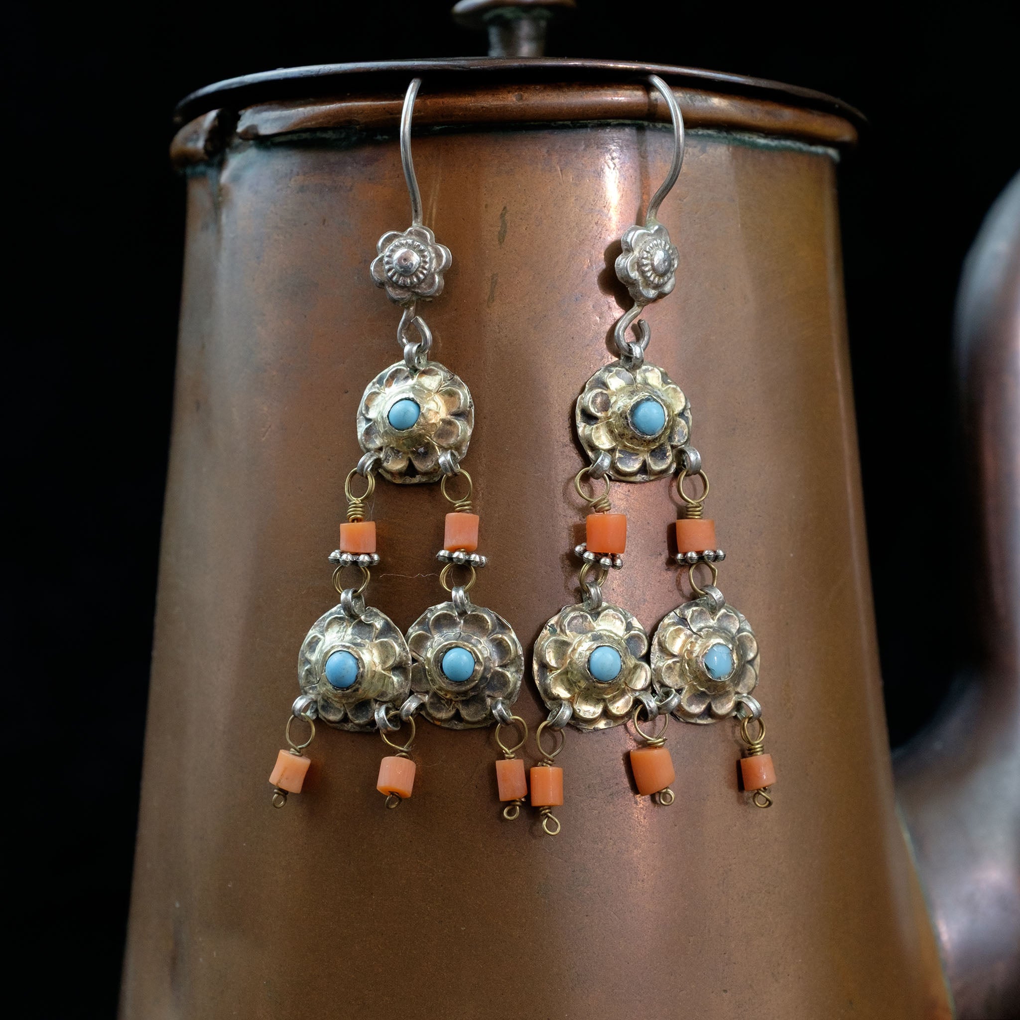 Vintage Uzbek Silver Earrings, Central Asia