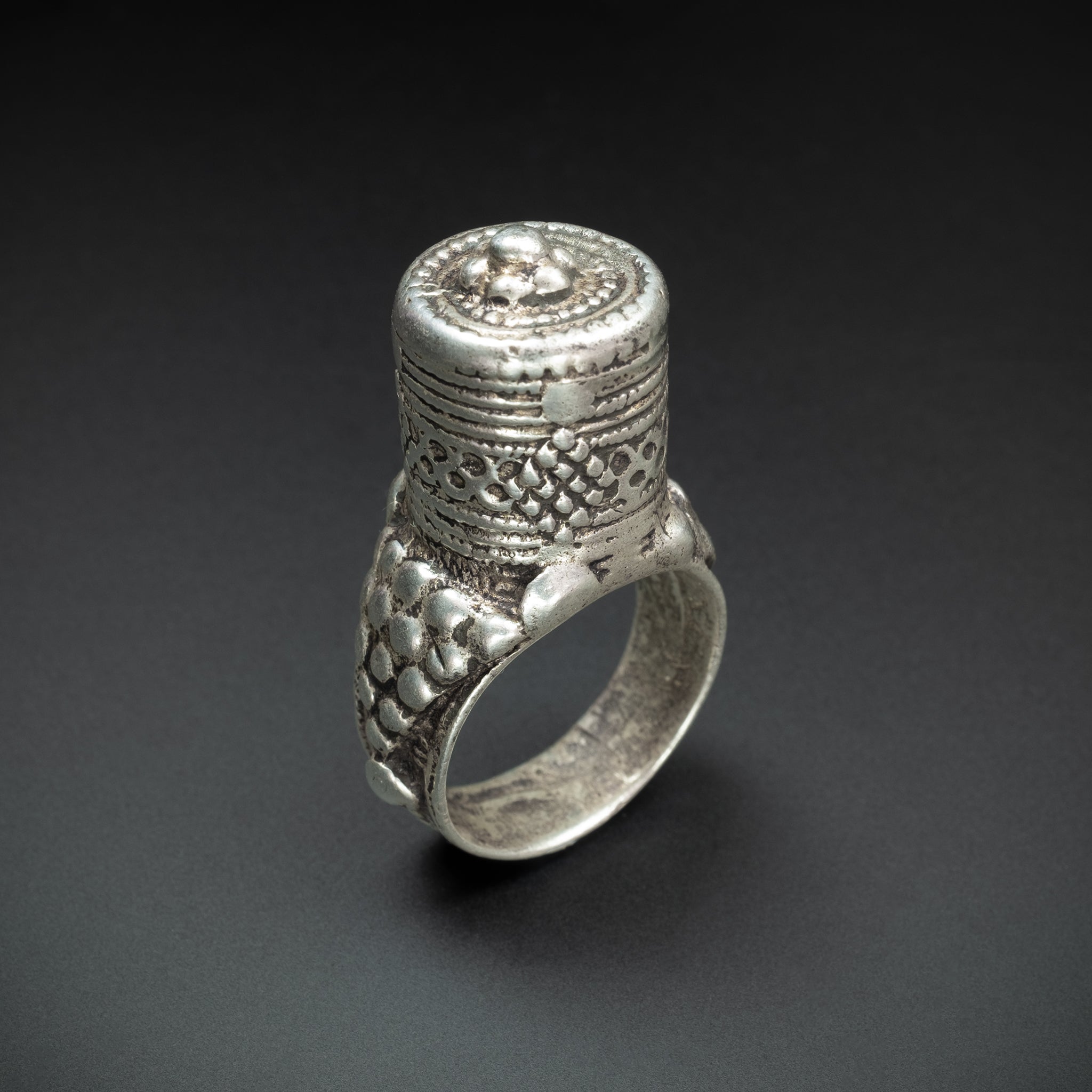 Old 1930s Silver Tower Ring, Yemen