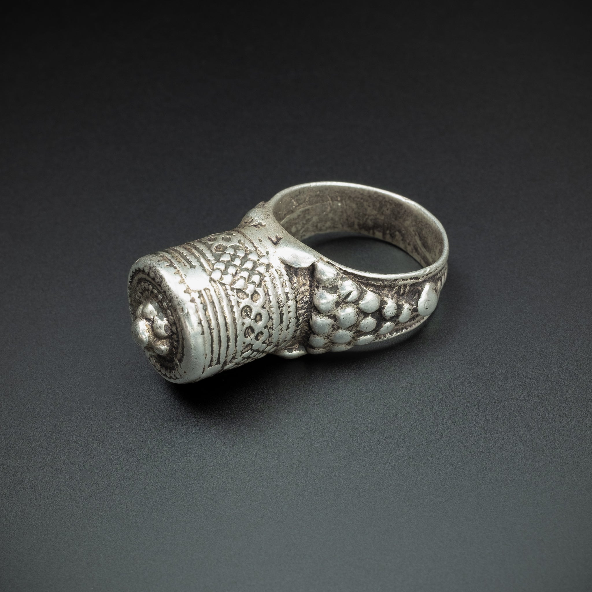 Old 1930s Silver Tower Ring, Yemen