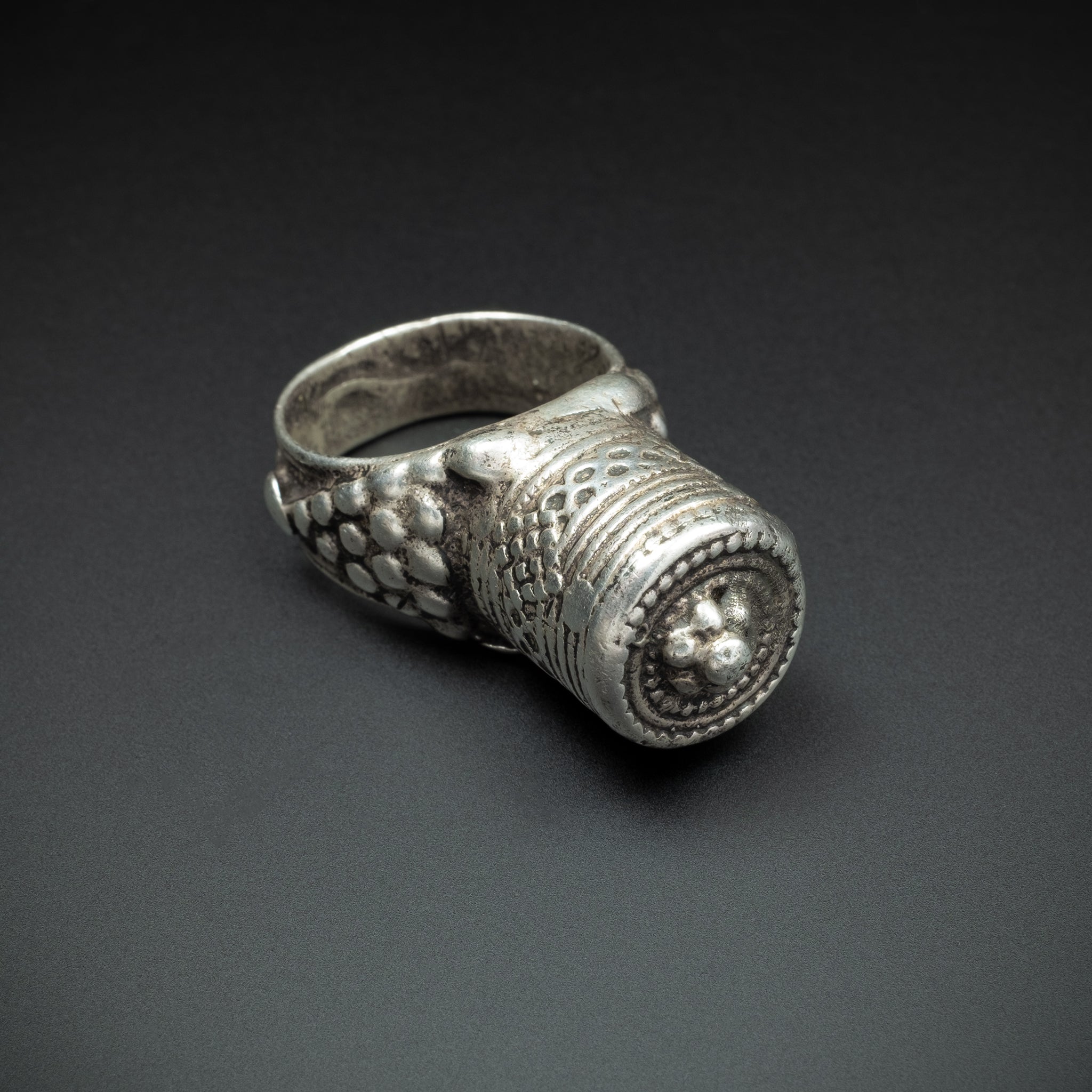 Old 1930s Silver Tower Ring, Yemen