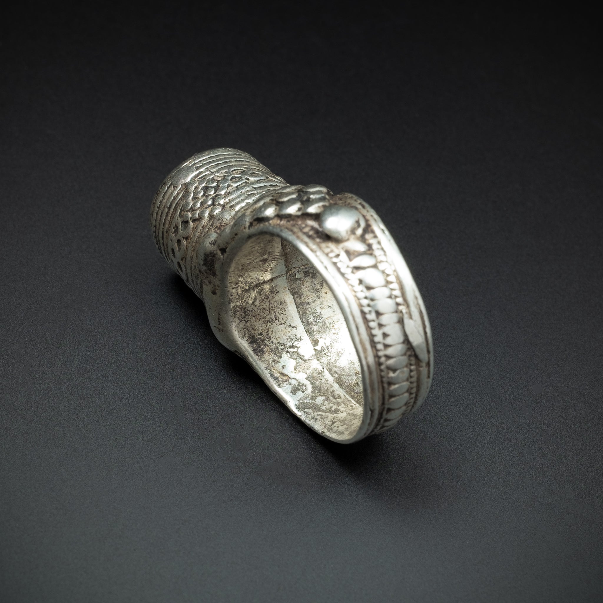 Old 1930s Silver Tower Ring, Yemen