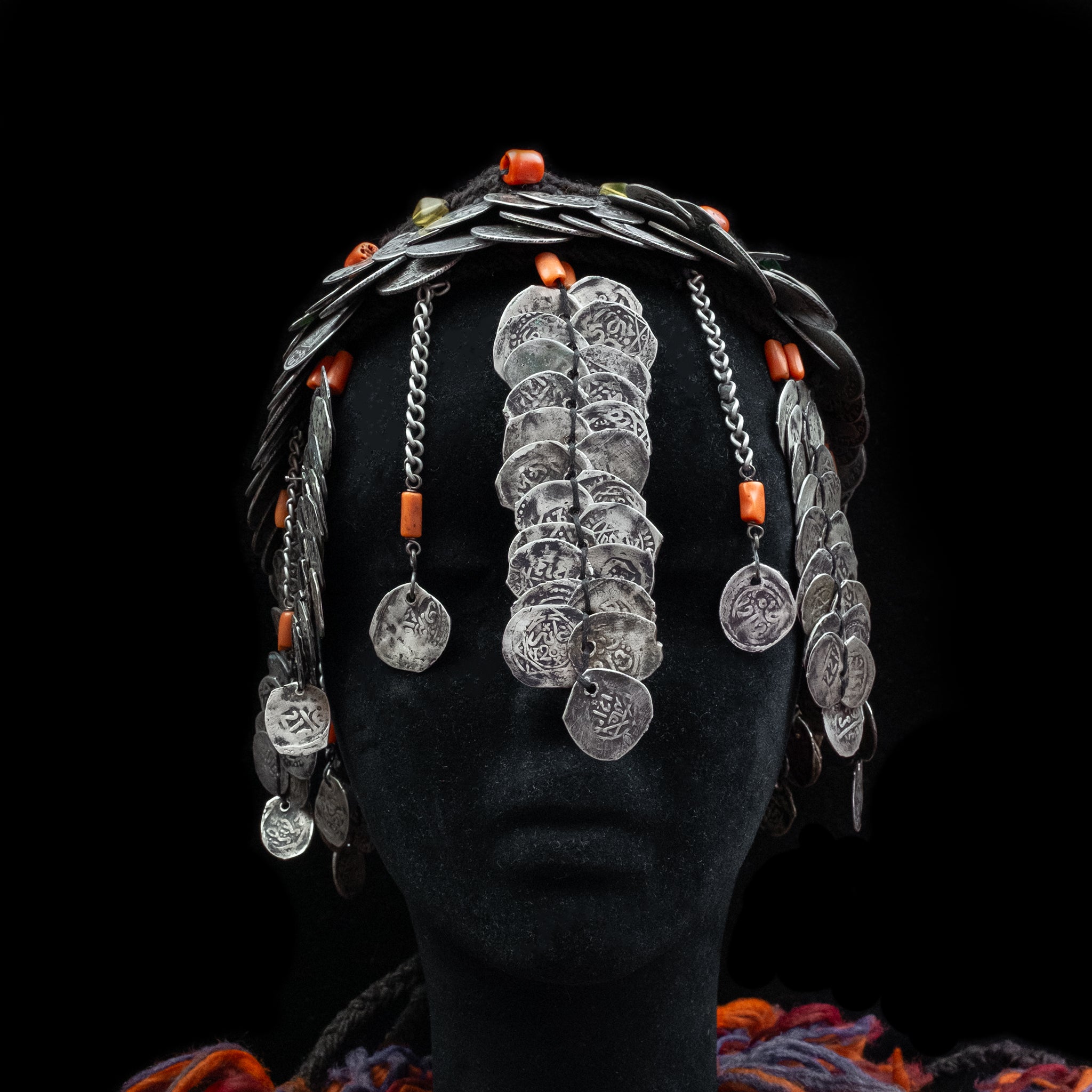 Exceptionally Rare Antique Berber Wedding Headdress, Zaiane, Morocco
