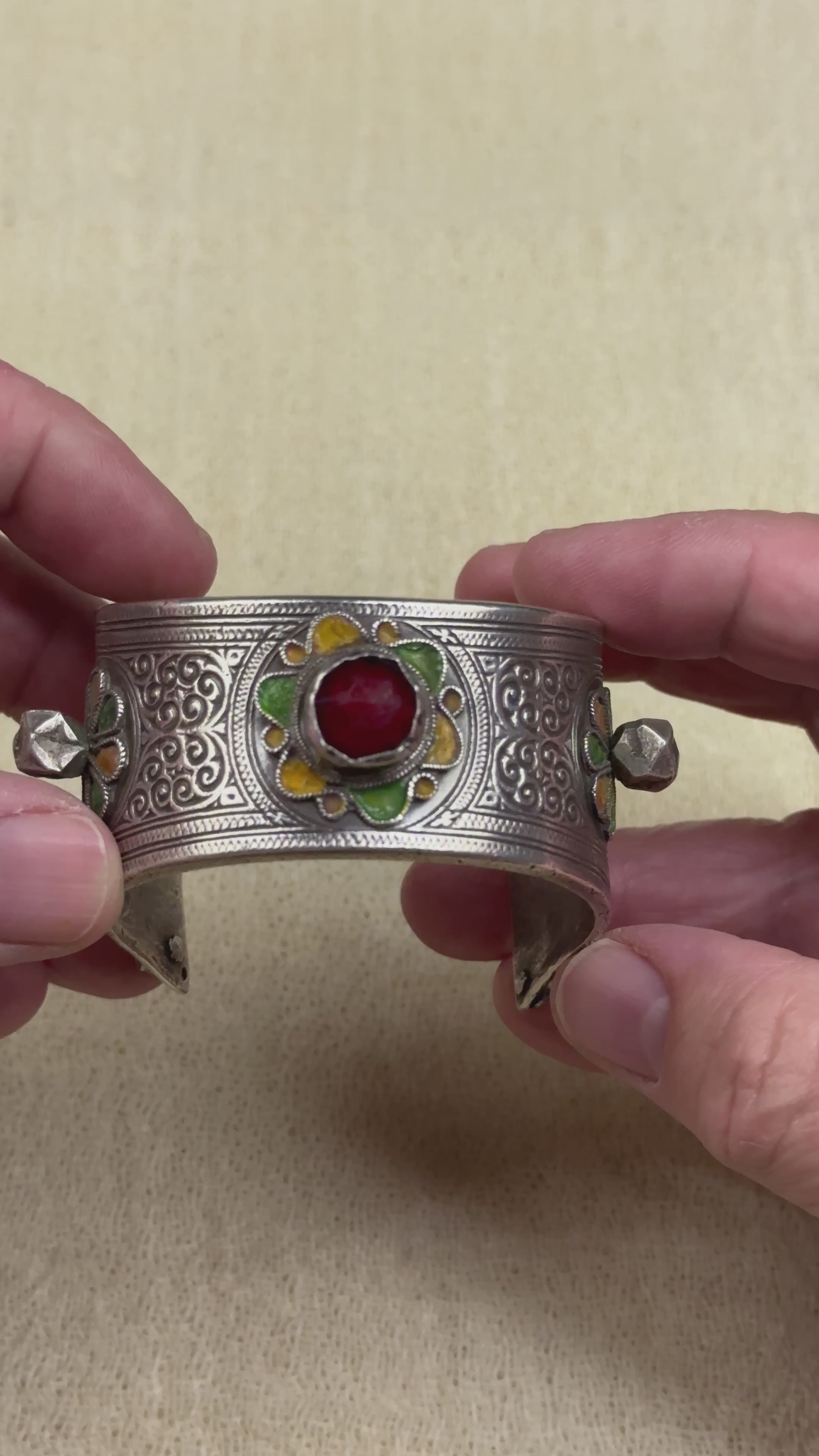 Antique Moroccan Silver Cuff Bracelet from Ida Ou Semlal - Rare